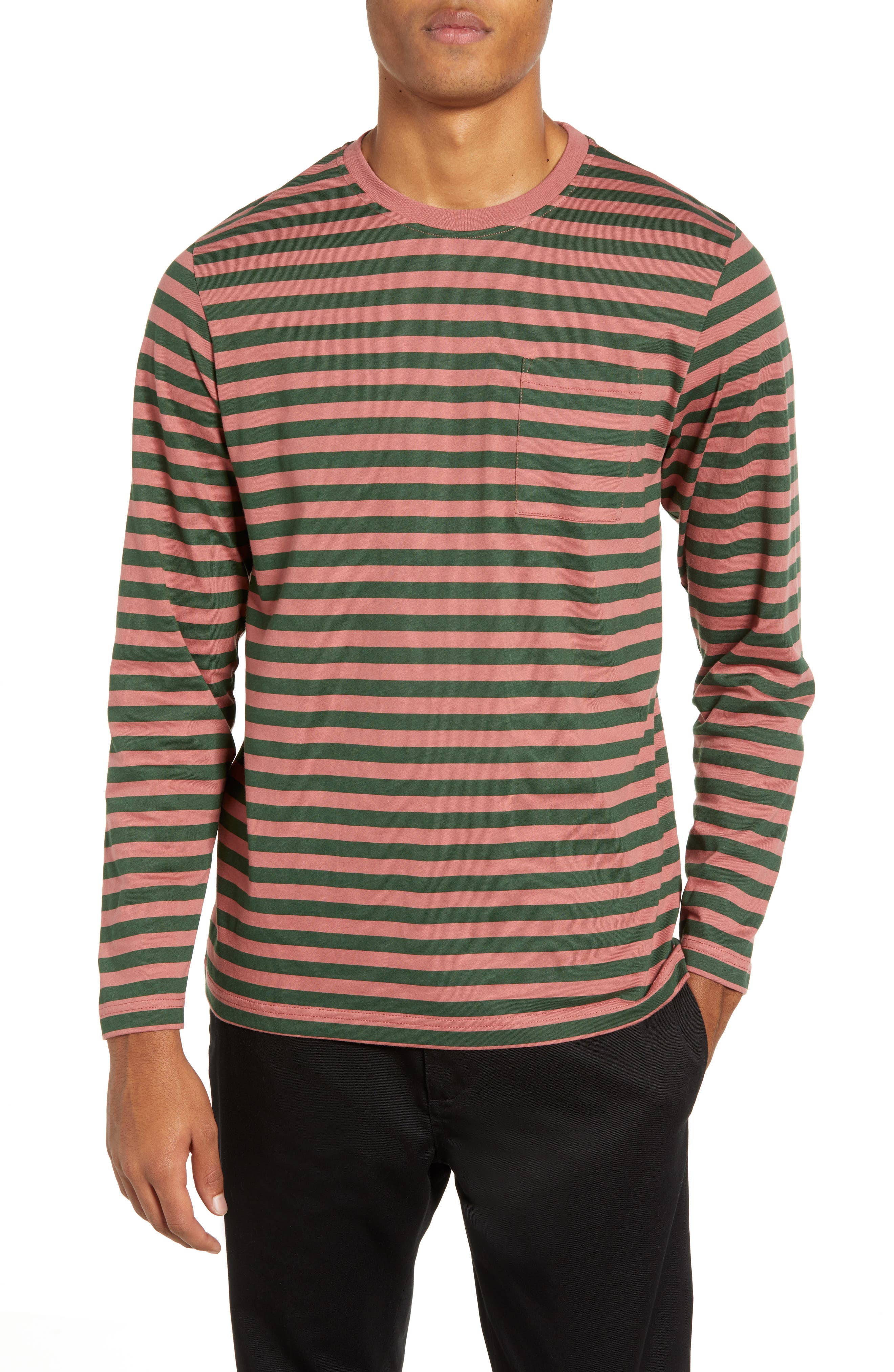 Wesc Makai Stripe Long Sleeve Pocket T-Shirt, Pink
