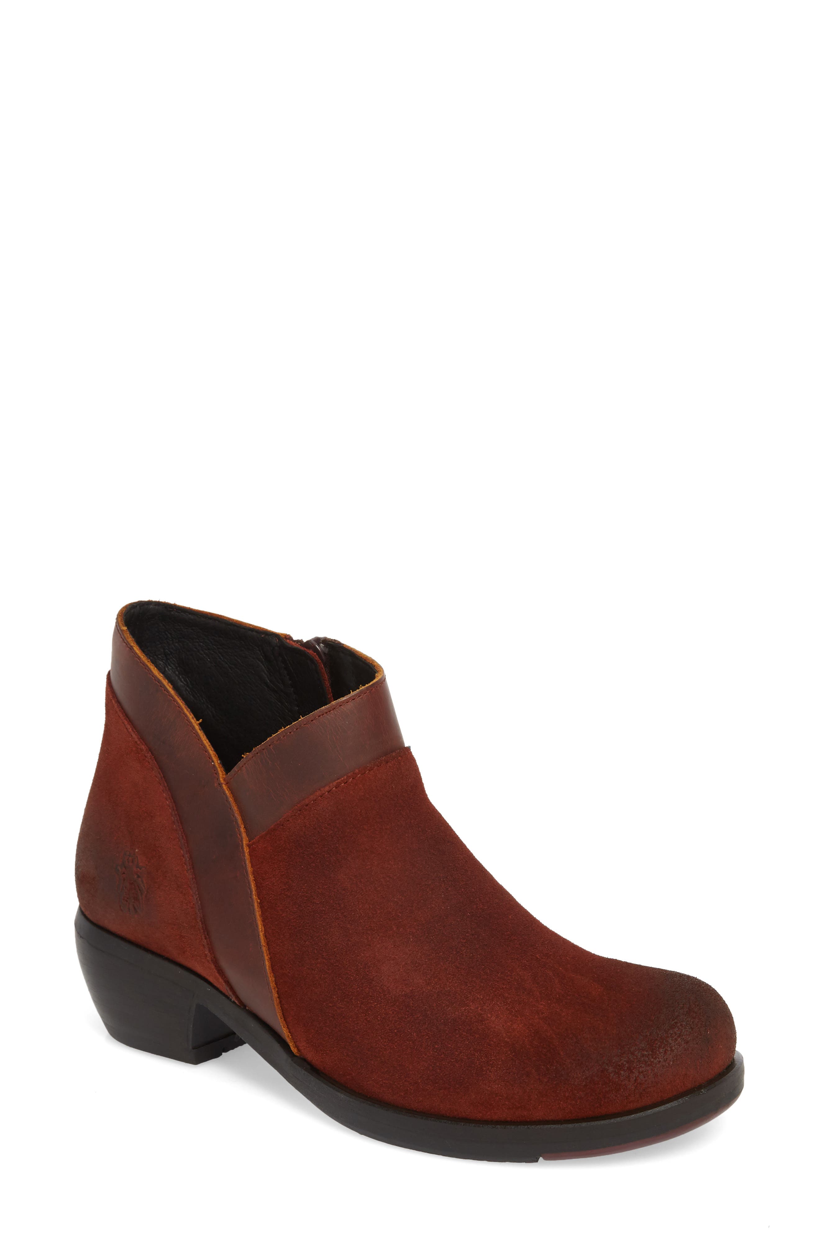 Fly London Meba Mixed Media Bootie - Red
