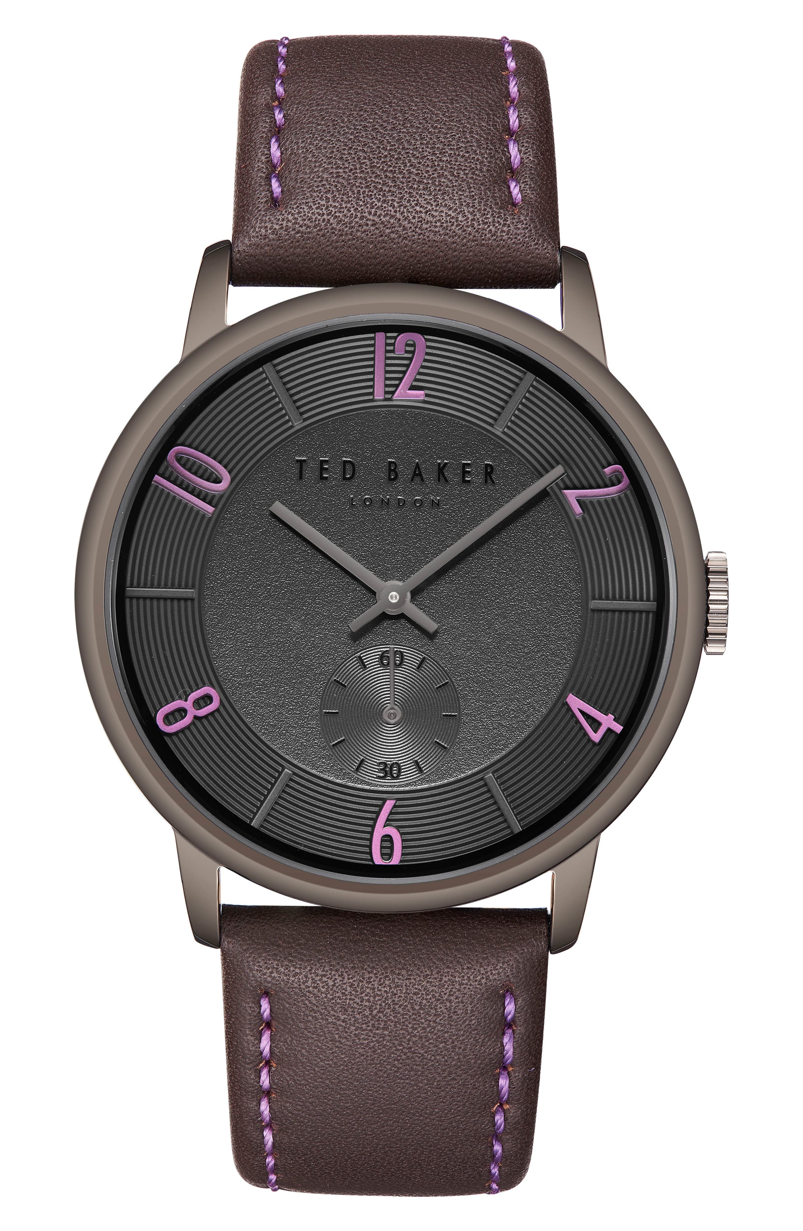 Ted Baker London Daniel Leather Strap Watch, 42Mm