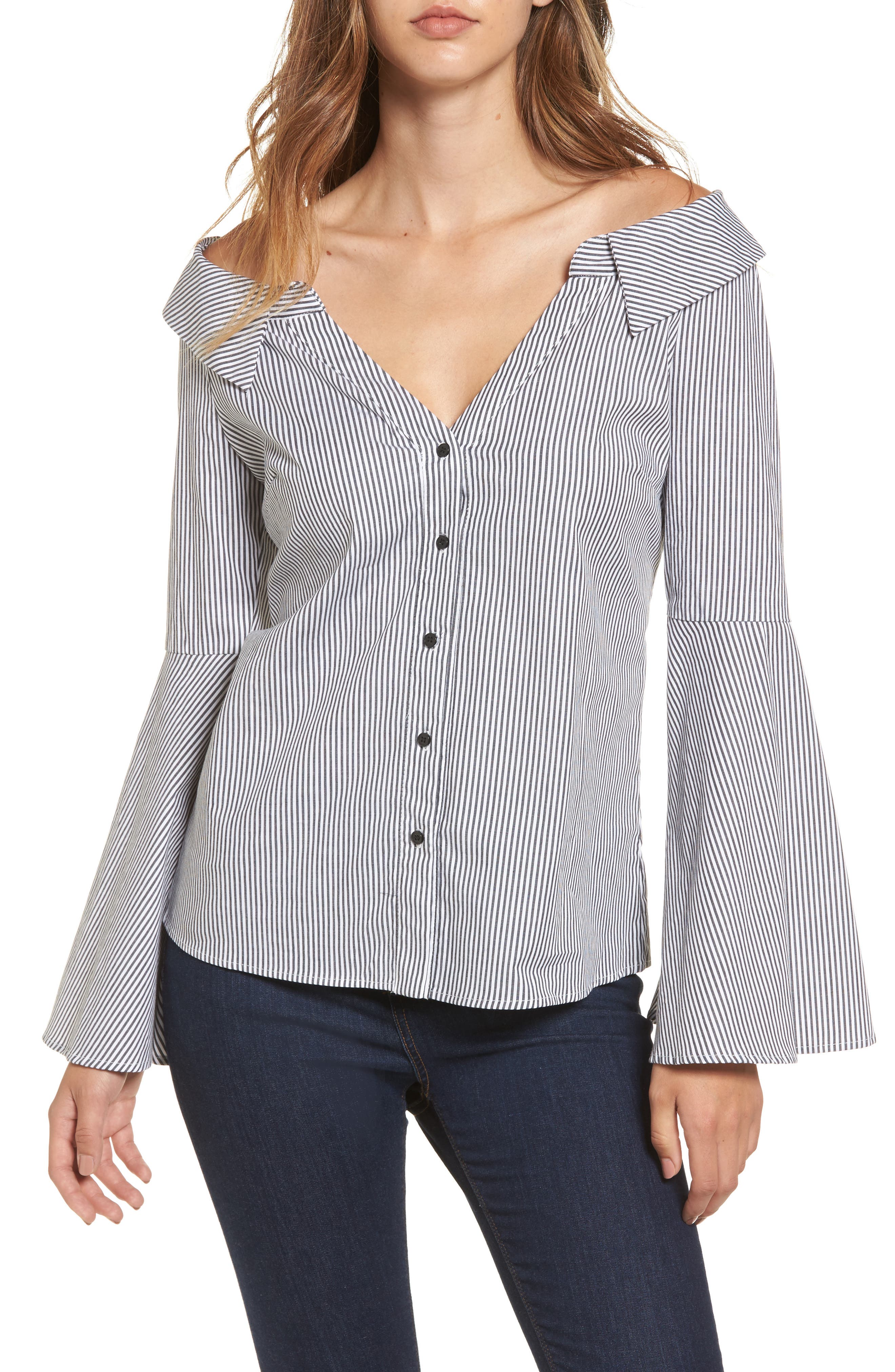 Socialite Stripe Portrait Neck Top | Nordstrom