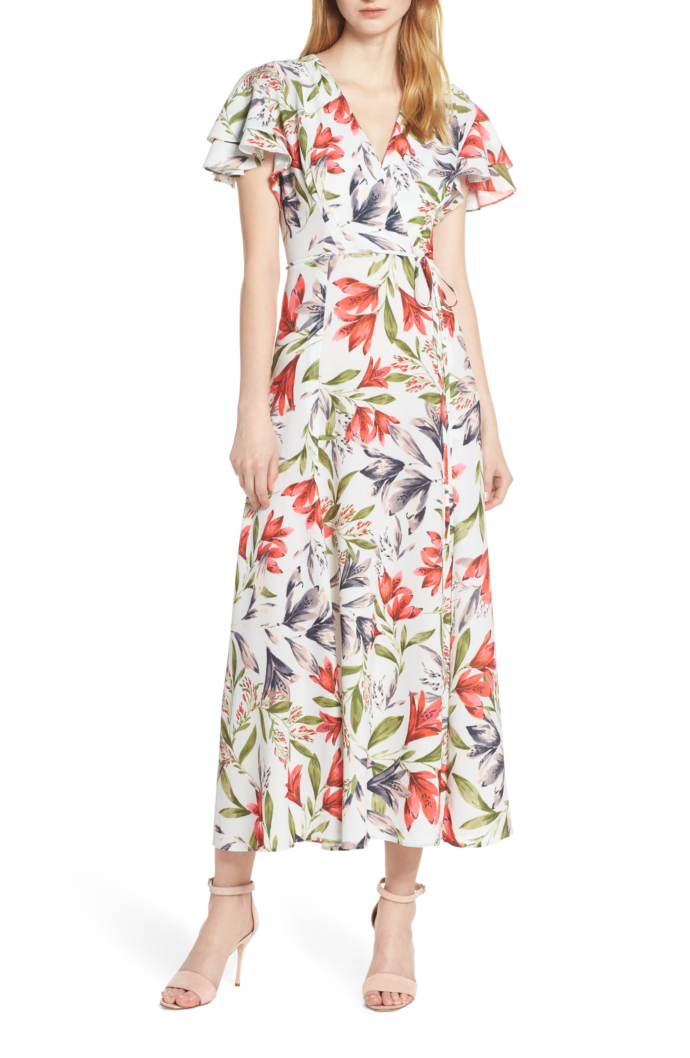 French Connection Cadencia Cari Floral Maxi Dress, Black