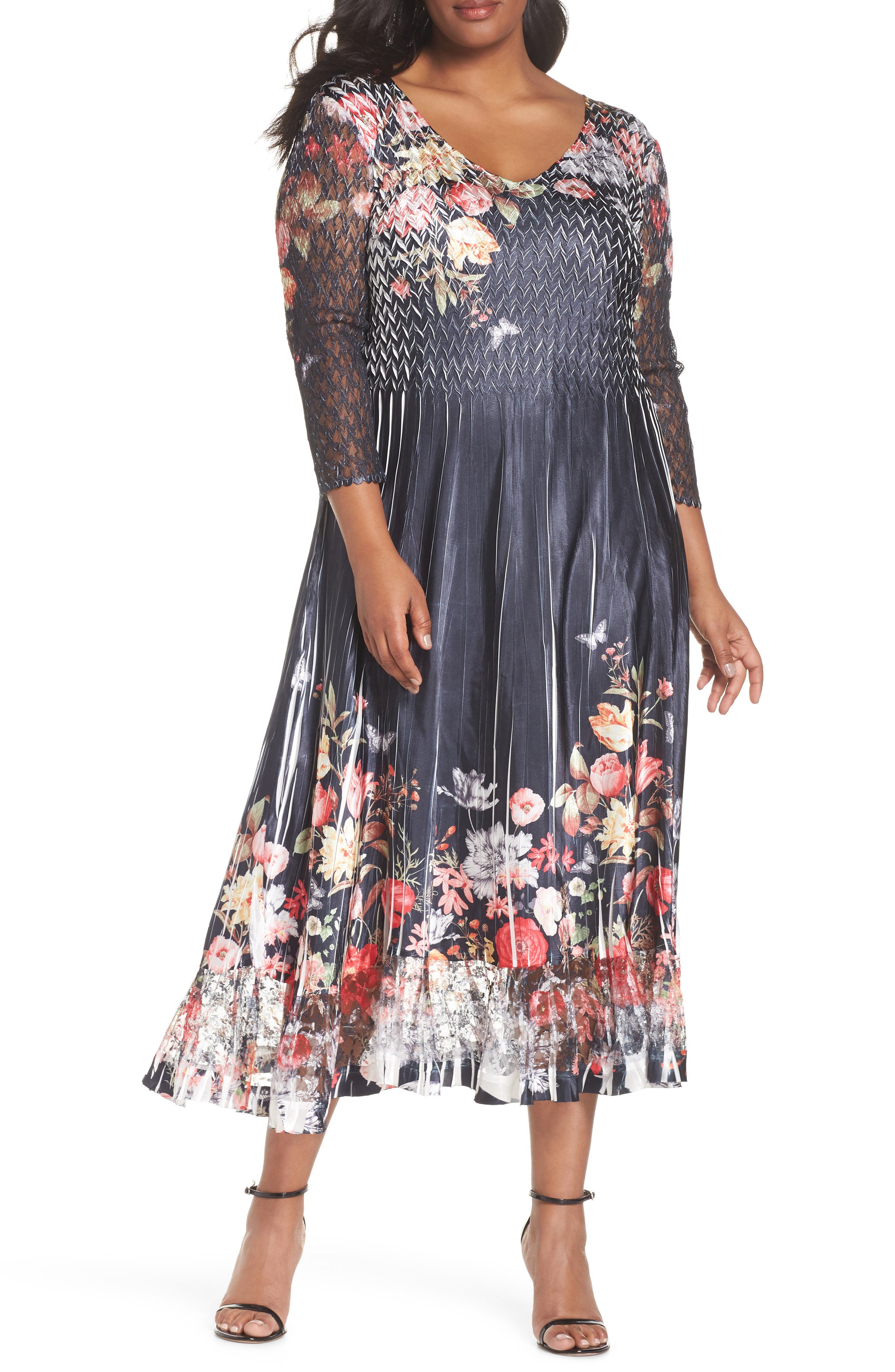 Plus Size Komarov Charmeuse Chiffon A-Line Dress, Blue