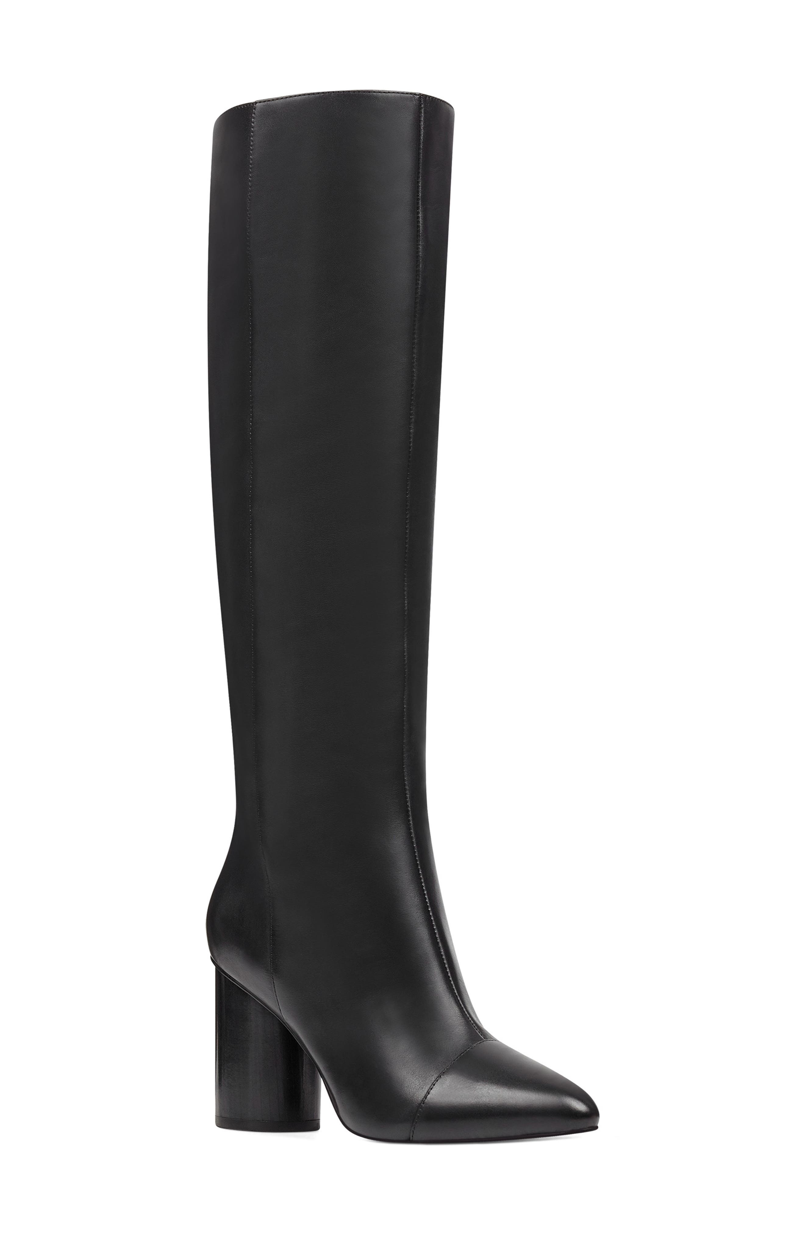 Nine West Cheyin Cap Toe Knee High Boot, Black
