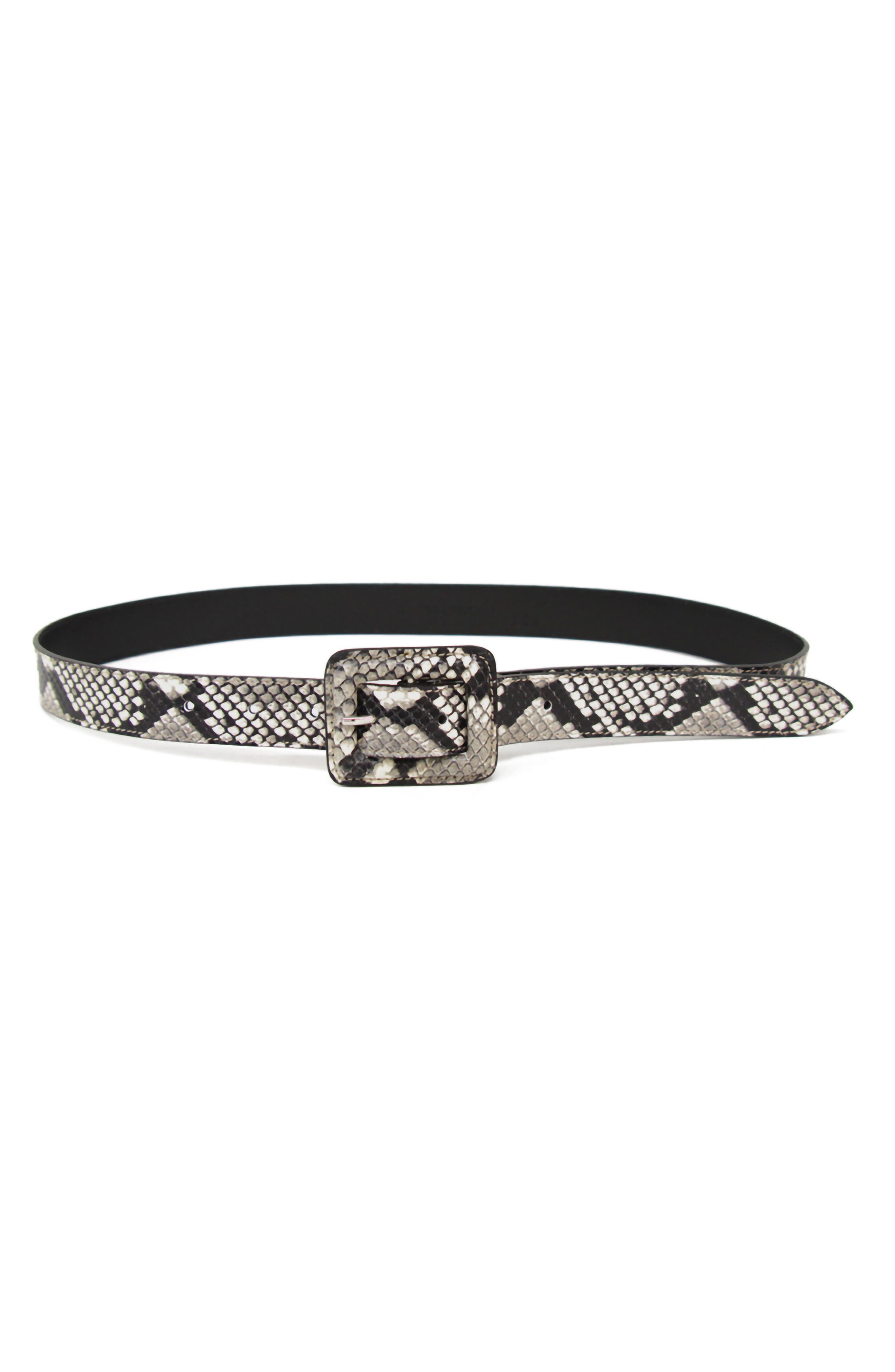 B-Low The Belt Mini Ana Python Embossed Belt, White