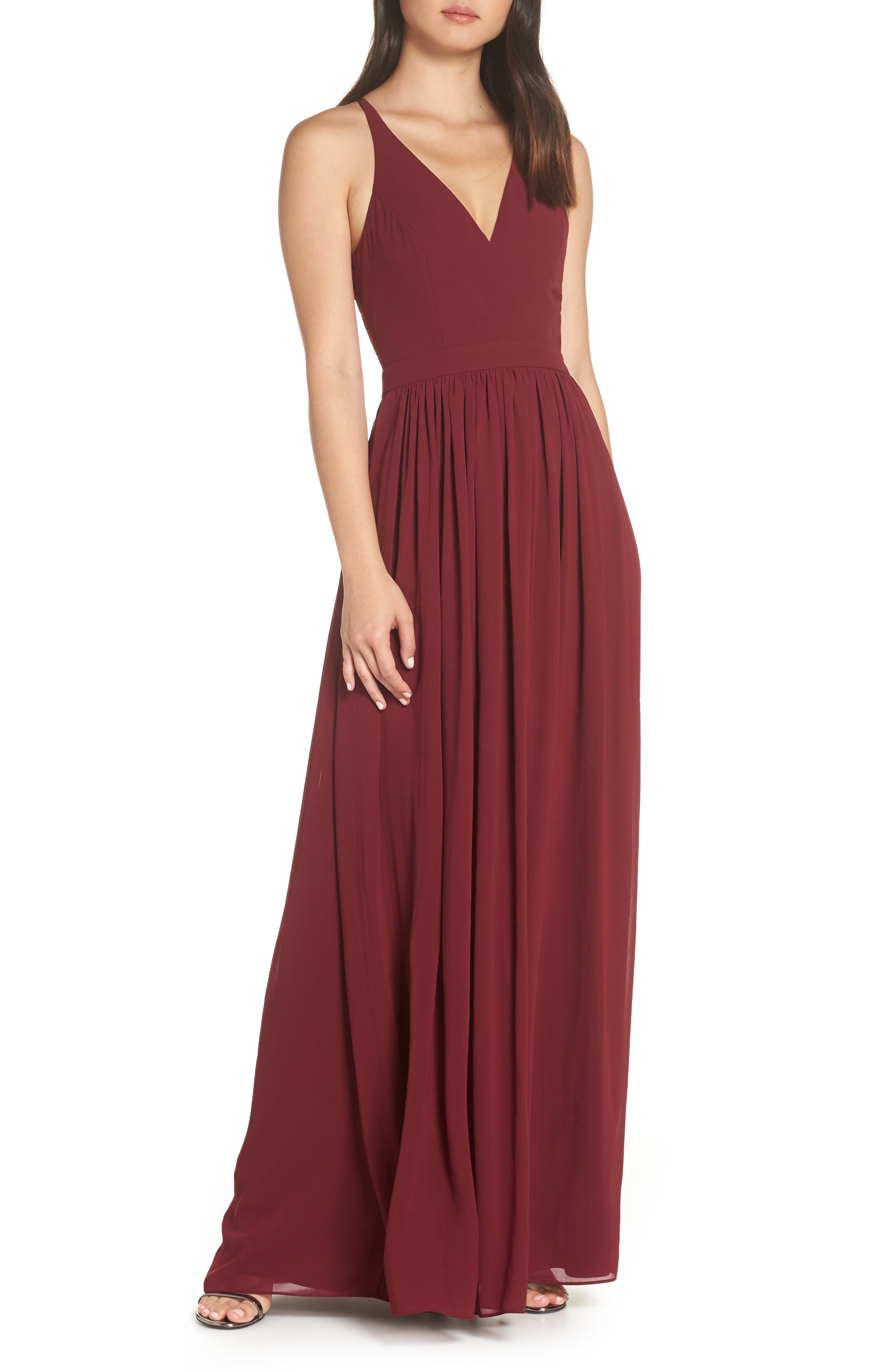 Lulus Everlasting Beauty Lace Back Chiffon Gown