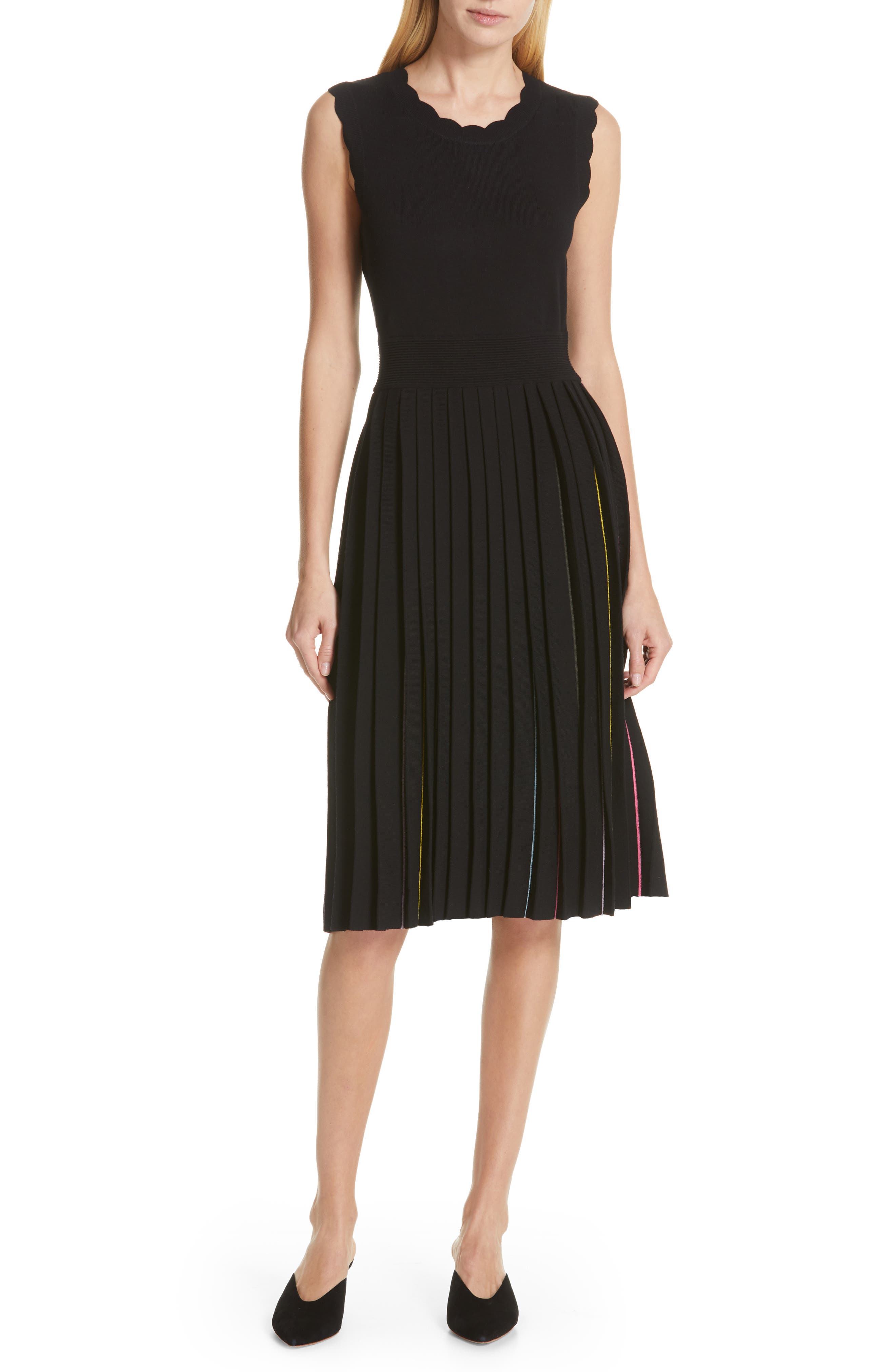 Kate Spade New York Scallop Pleat Sweater Dress, Black