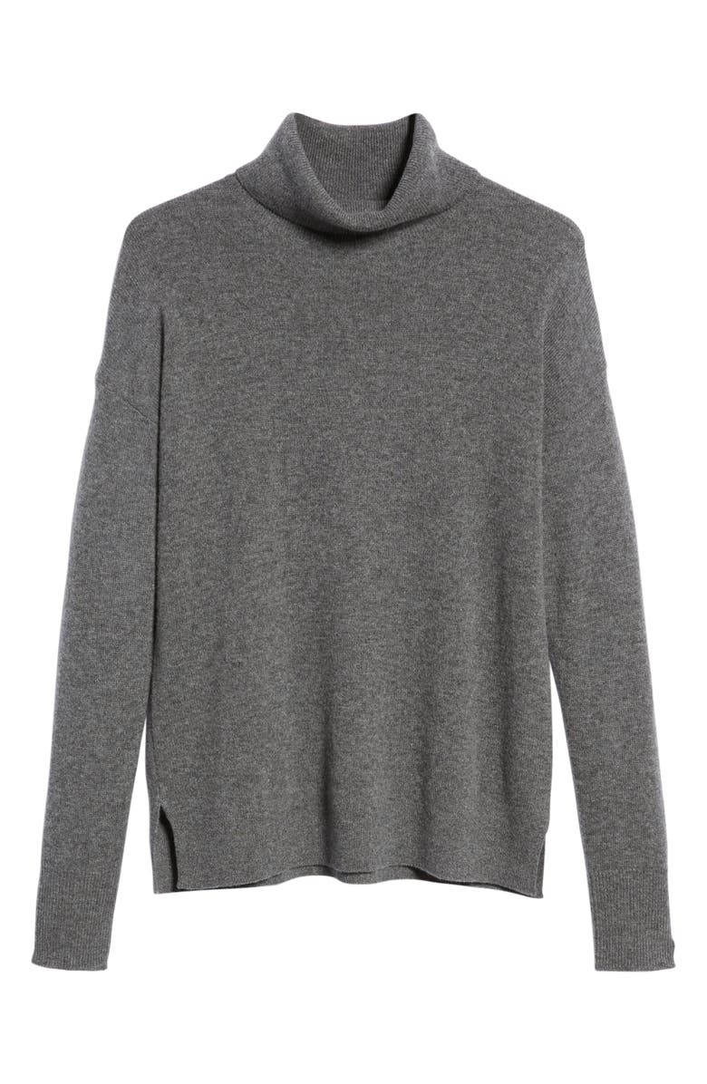 Cashmere Turtleneck Sweater, Alternate, color, GREY DARK HEATHER