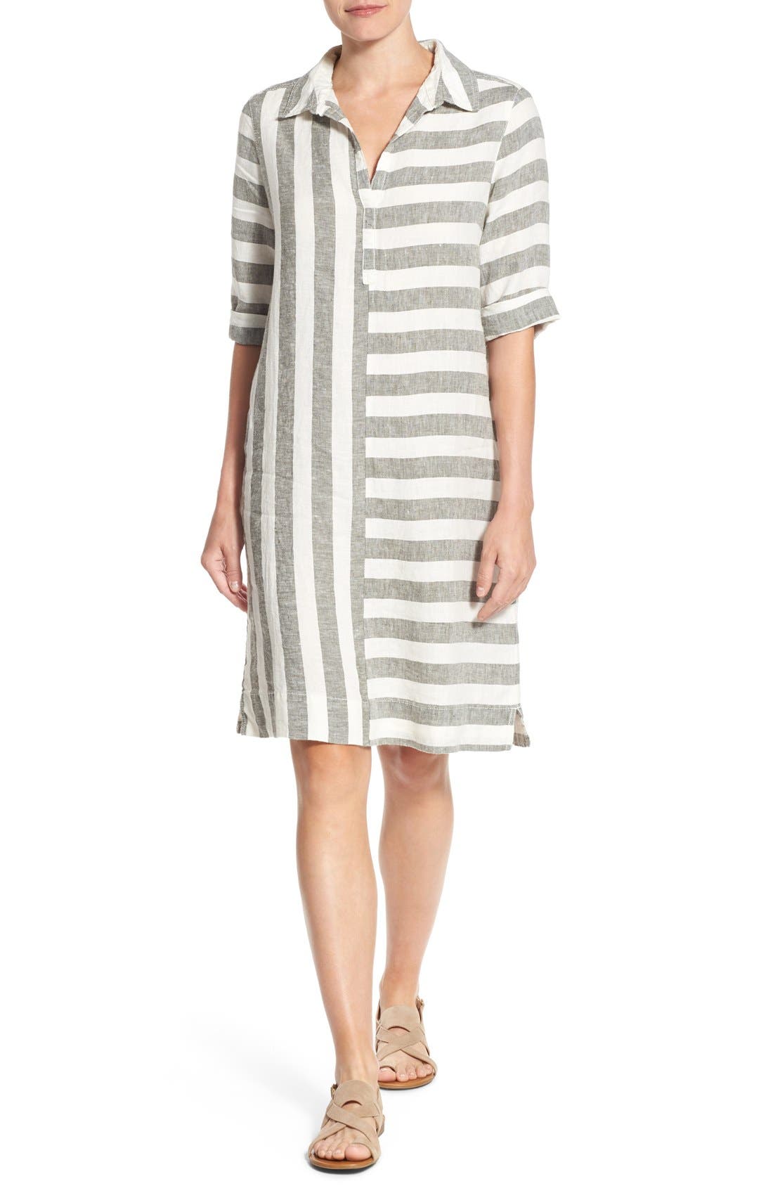 Caslon® Print Linen Tunic Dress (Regular & Petite) Nordstrom