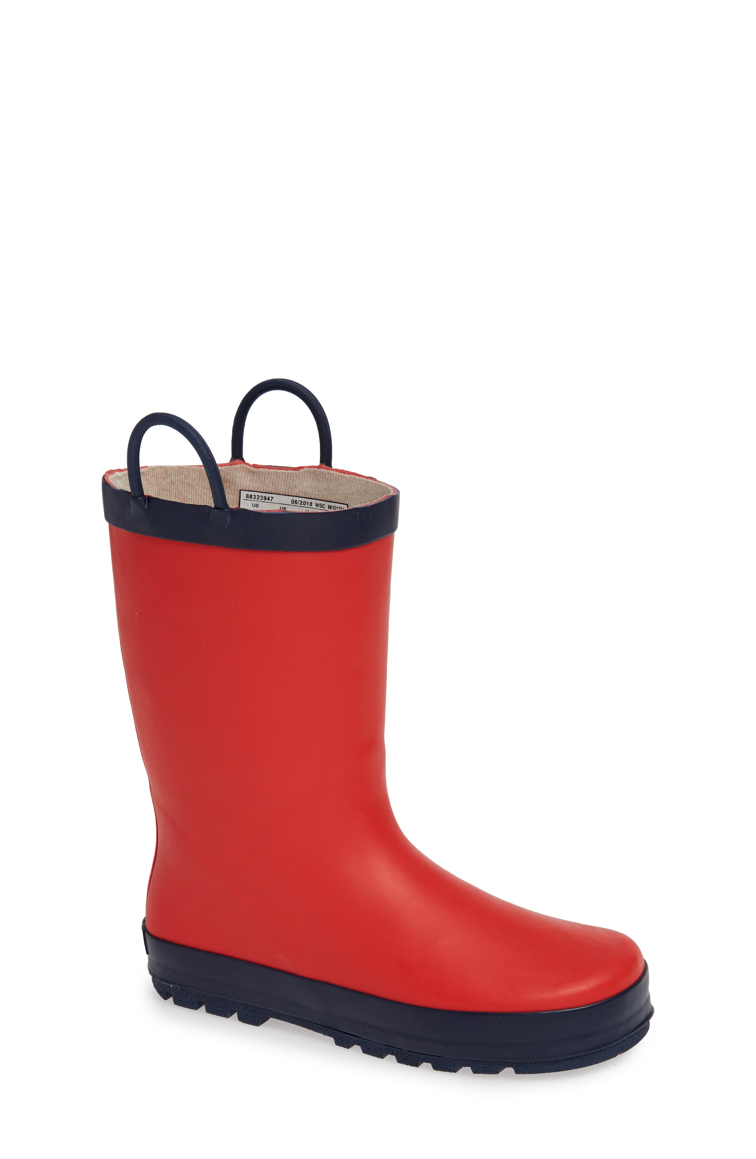 Puddle Rain Boot,
                        Main,
                        color, RED/ NAVY RUBBER