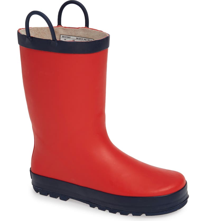 Puddle Rain Boot,
                        Main,
                        color, RED/ NAVY RUBBER