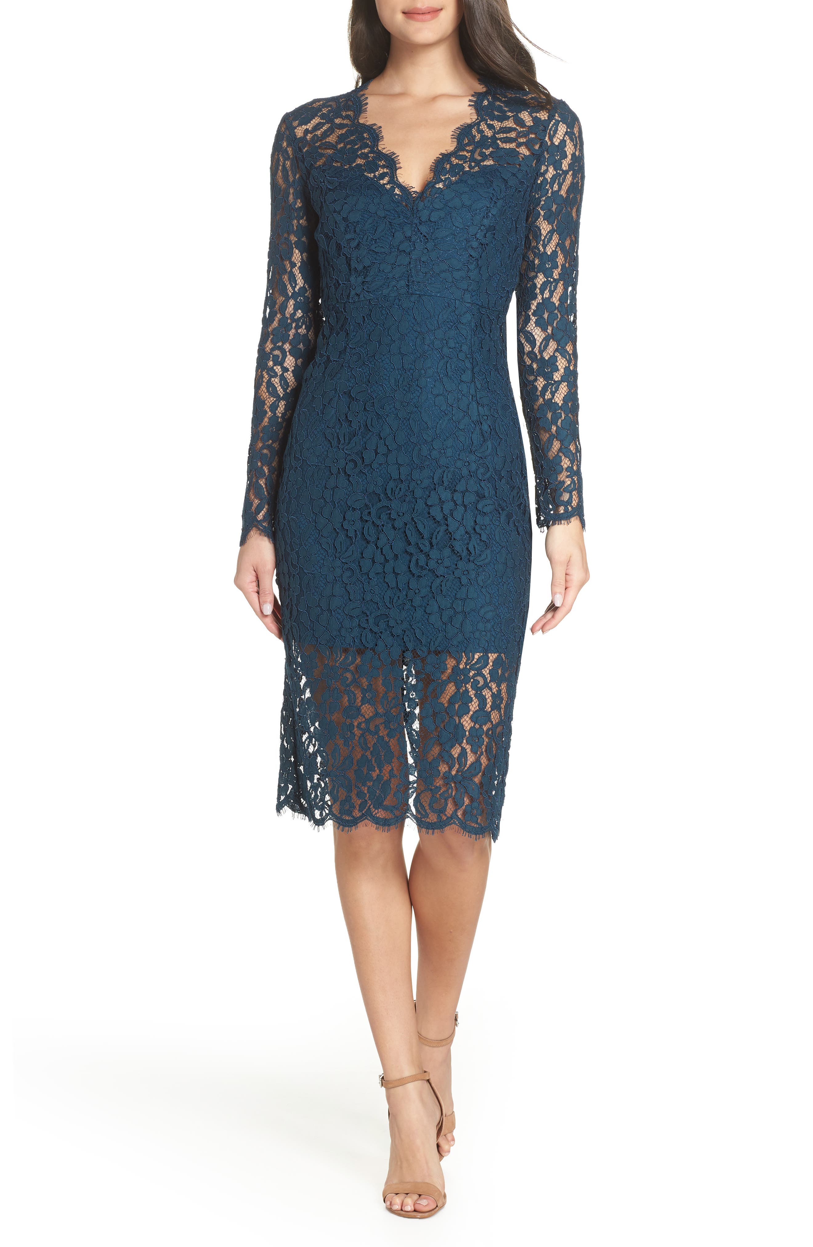 Bardot Midnights Lace Dress, Blue