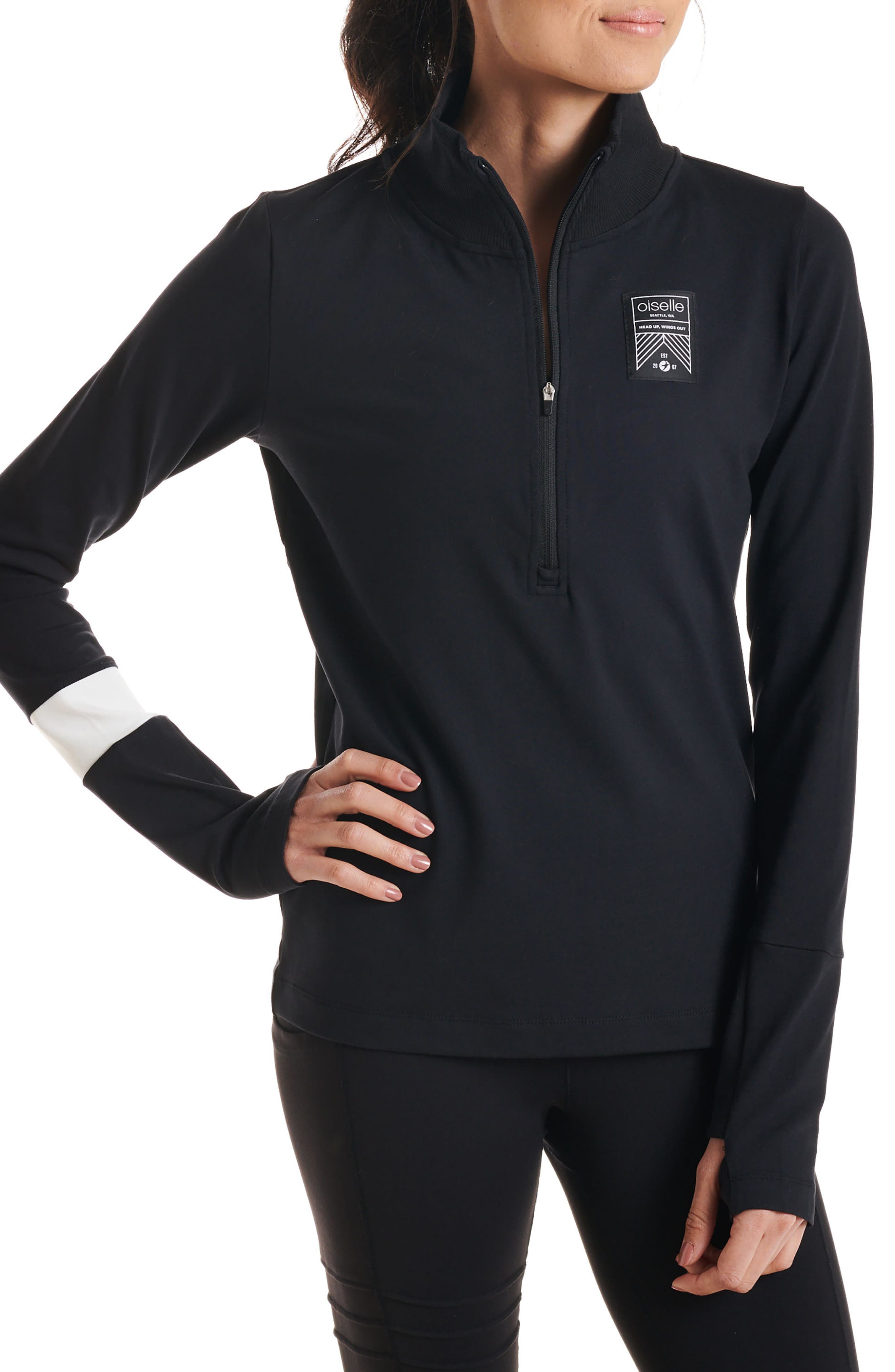 Oiselle Race Day Half Zip Top, Black