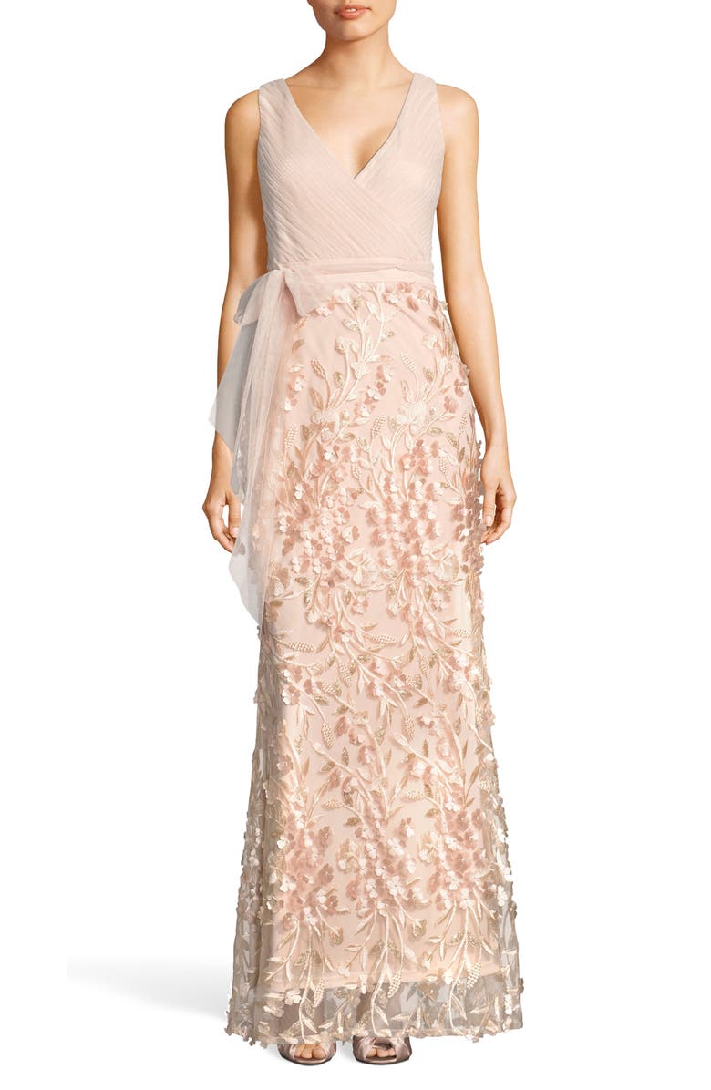 Adrianna Papell Petal Embellished Tulle Gown | Nordstrom