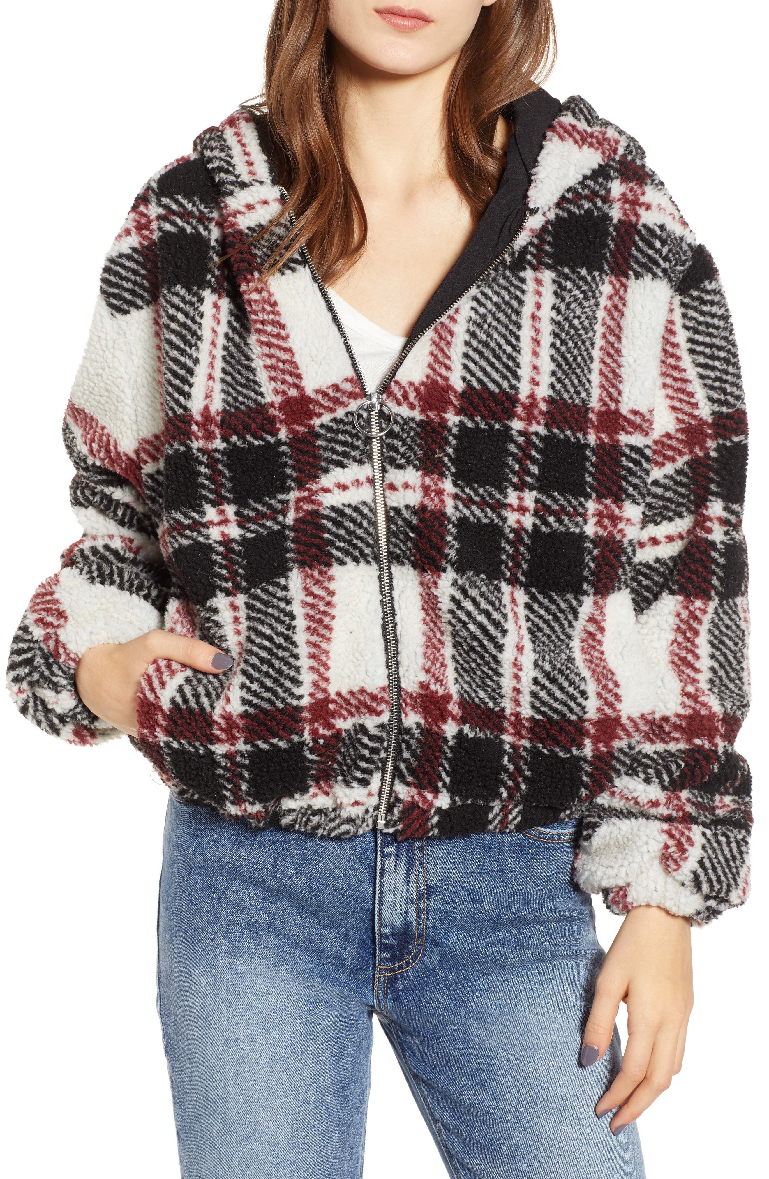 Thread & Supply Plaid Fleece Jacket, Black