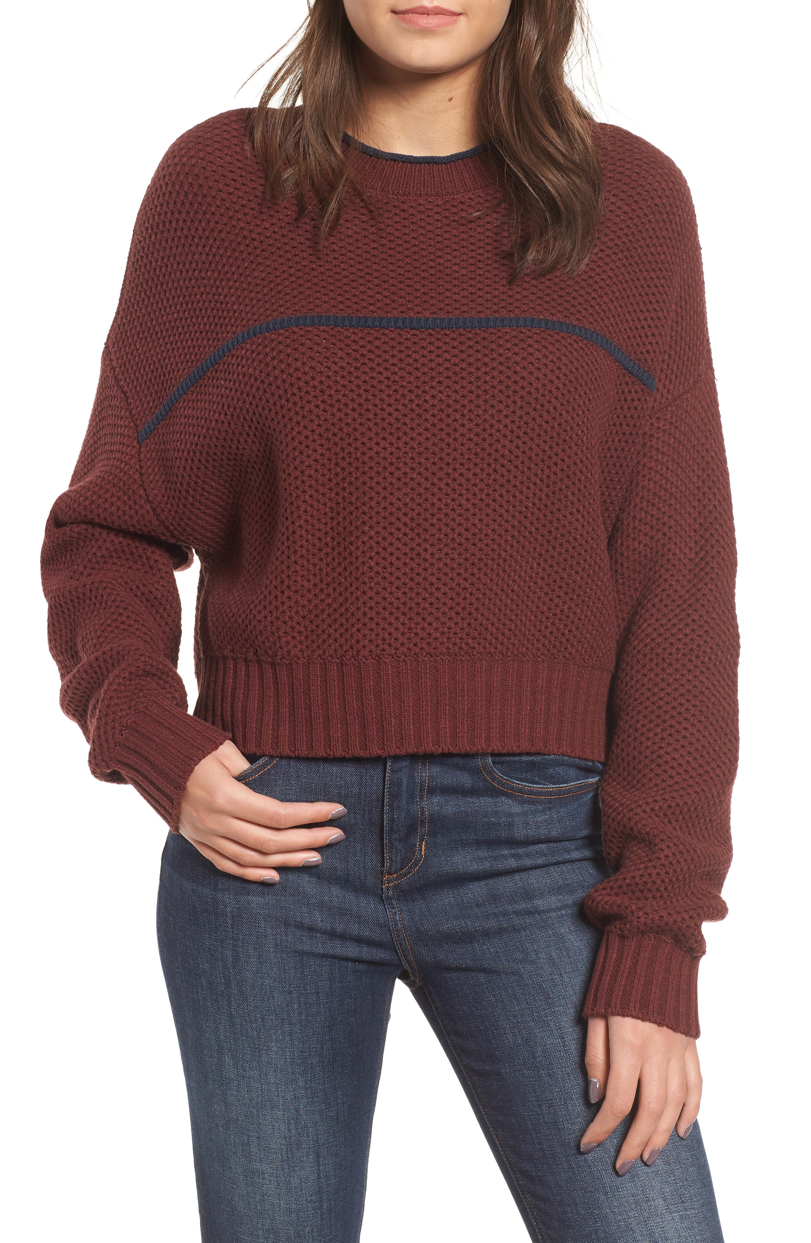 Rvca Jammer Seed Stitch Sweater, Burgundy