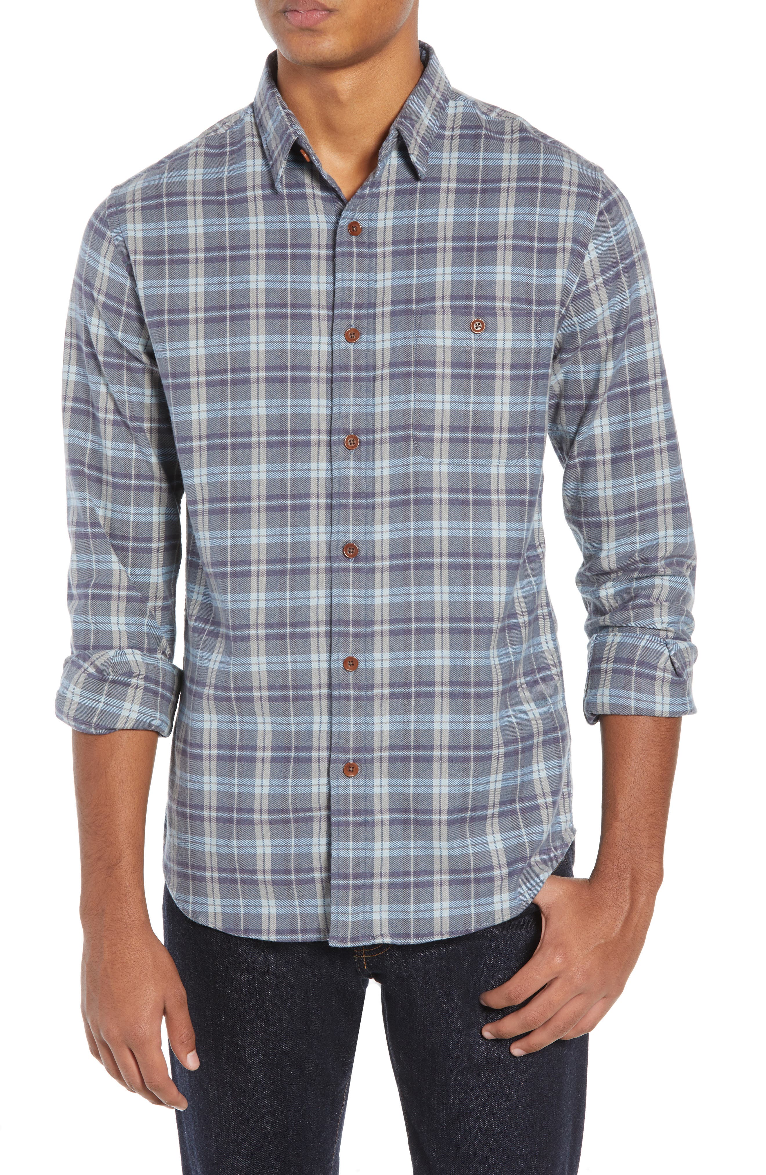 Faherty Seaview Stretch Flannel Shirt, Blue