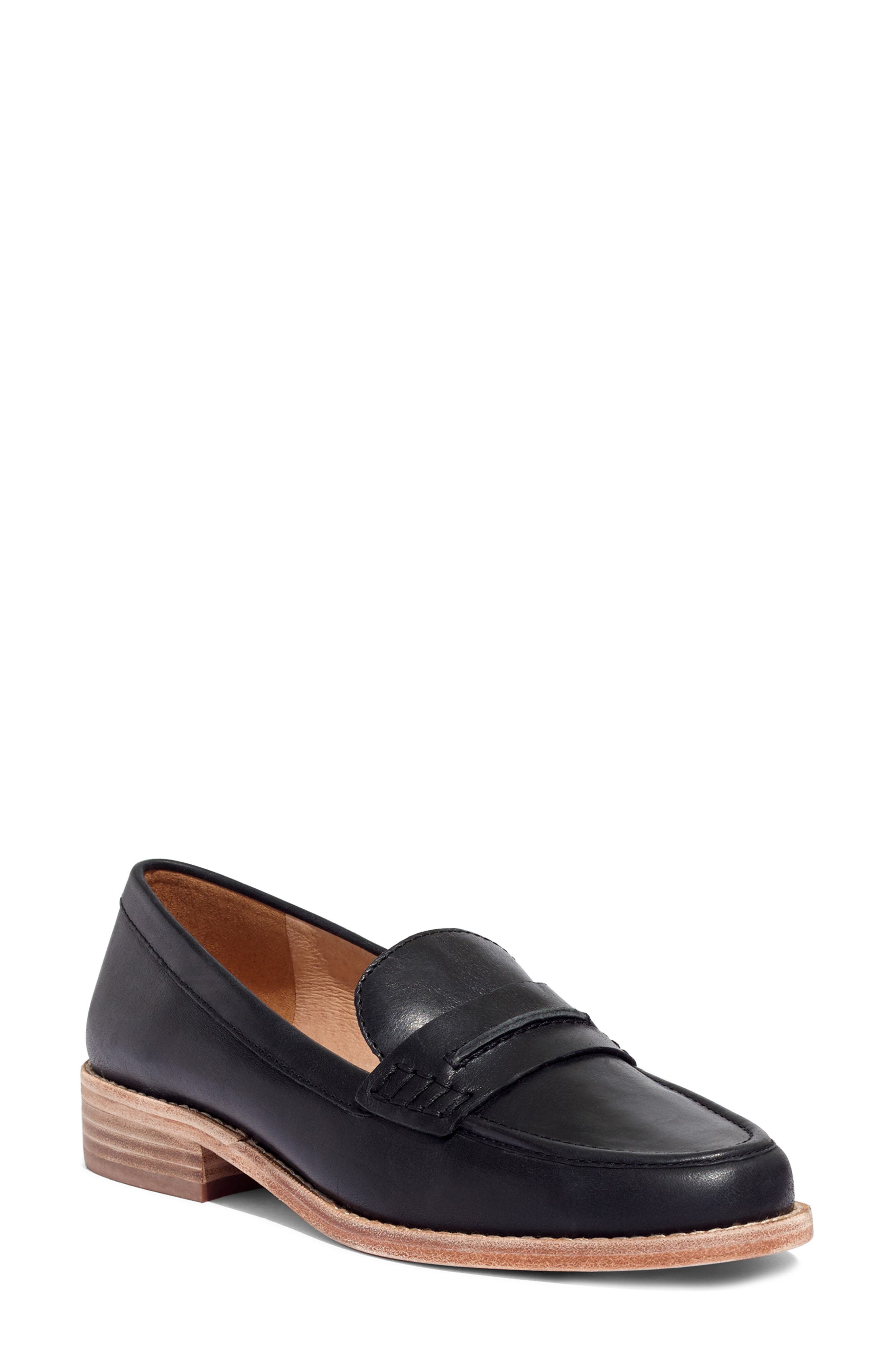 leather black loafers women's