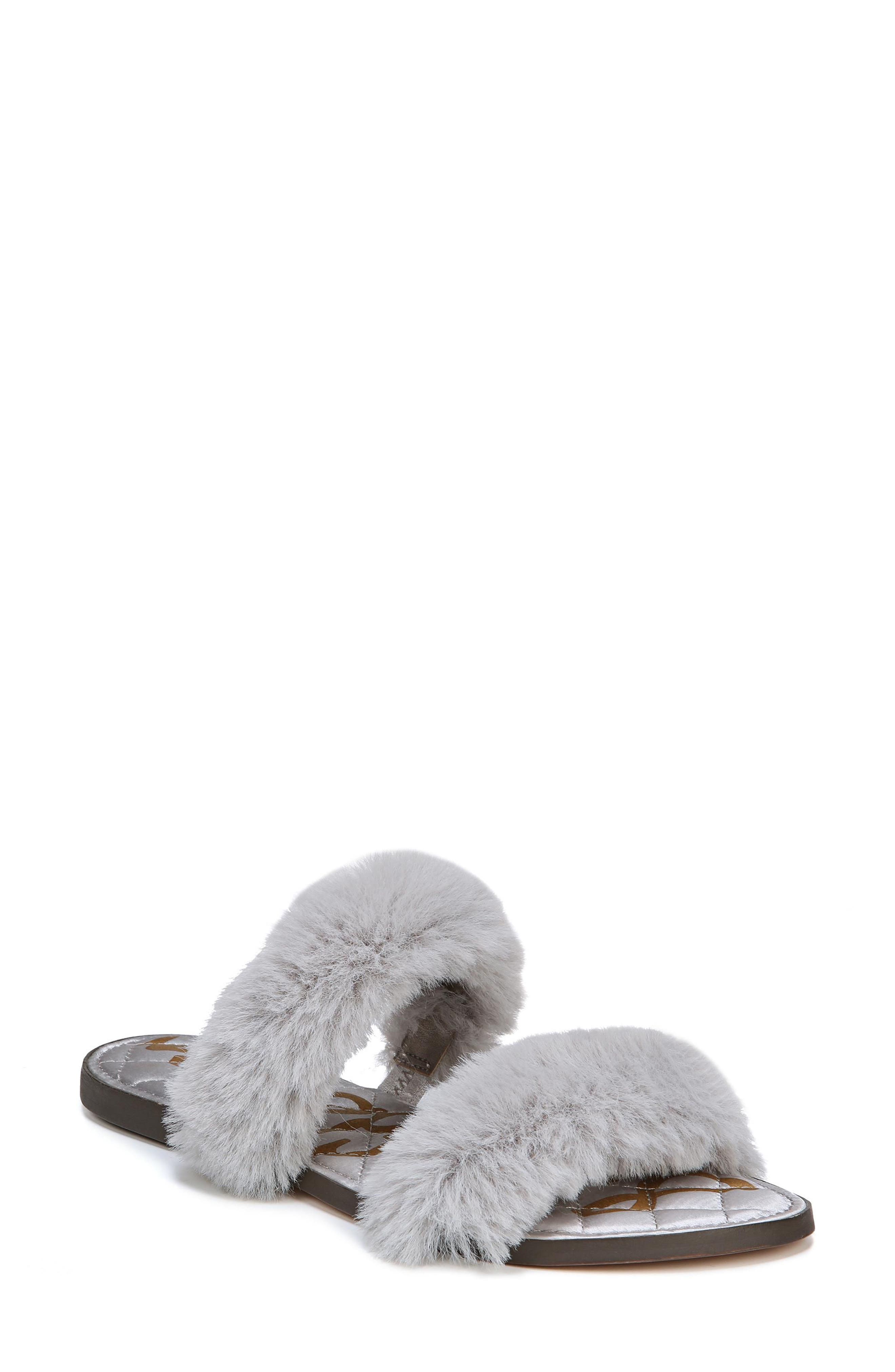 Sam Edelman Griselda Faux Fur Slide Sandal, Grey
