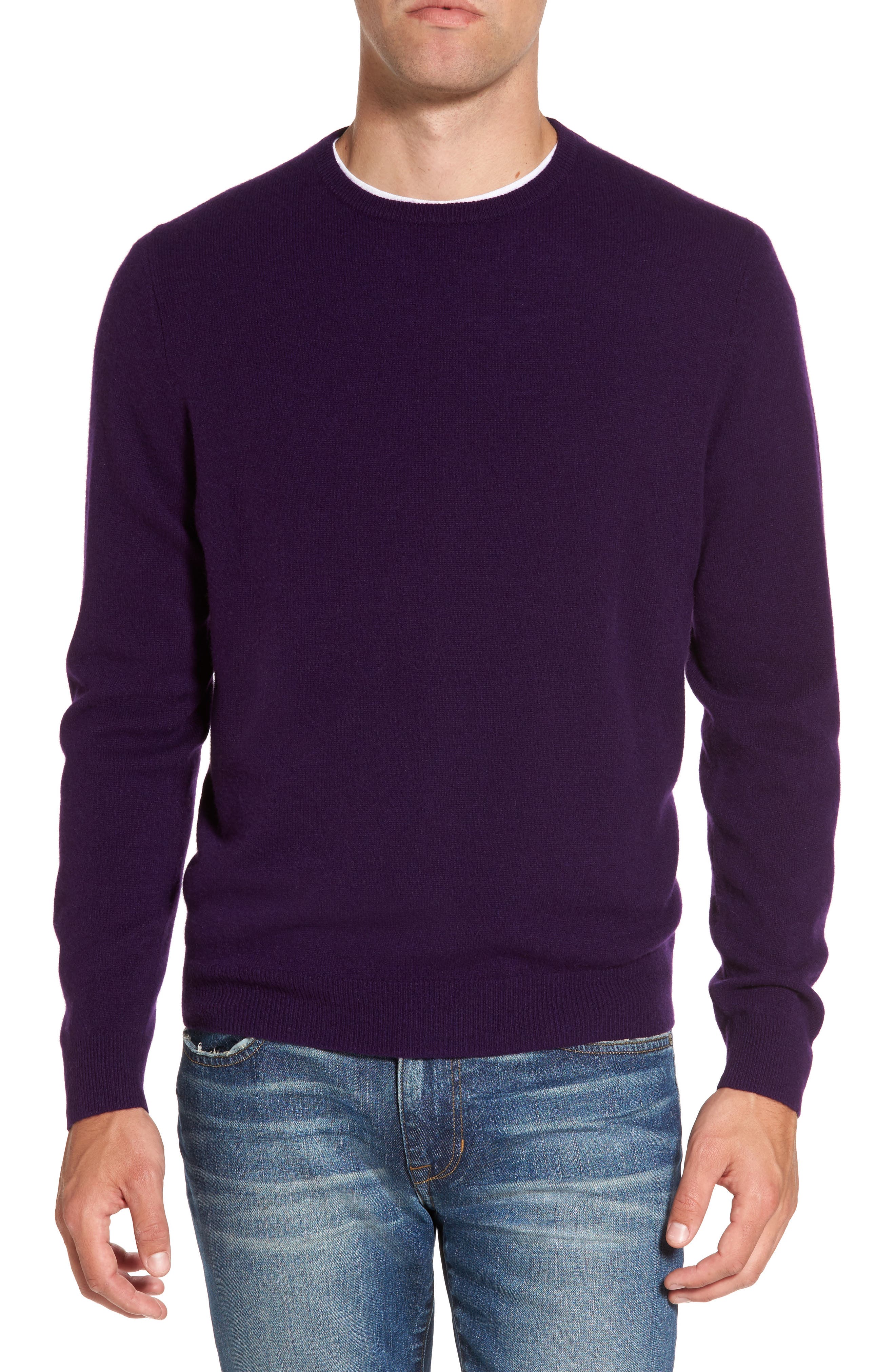 Nordstrom Shop Cashmere Crewneck Sweater, Purple