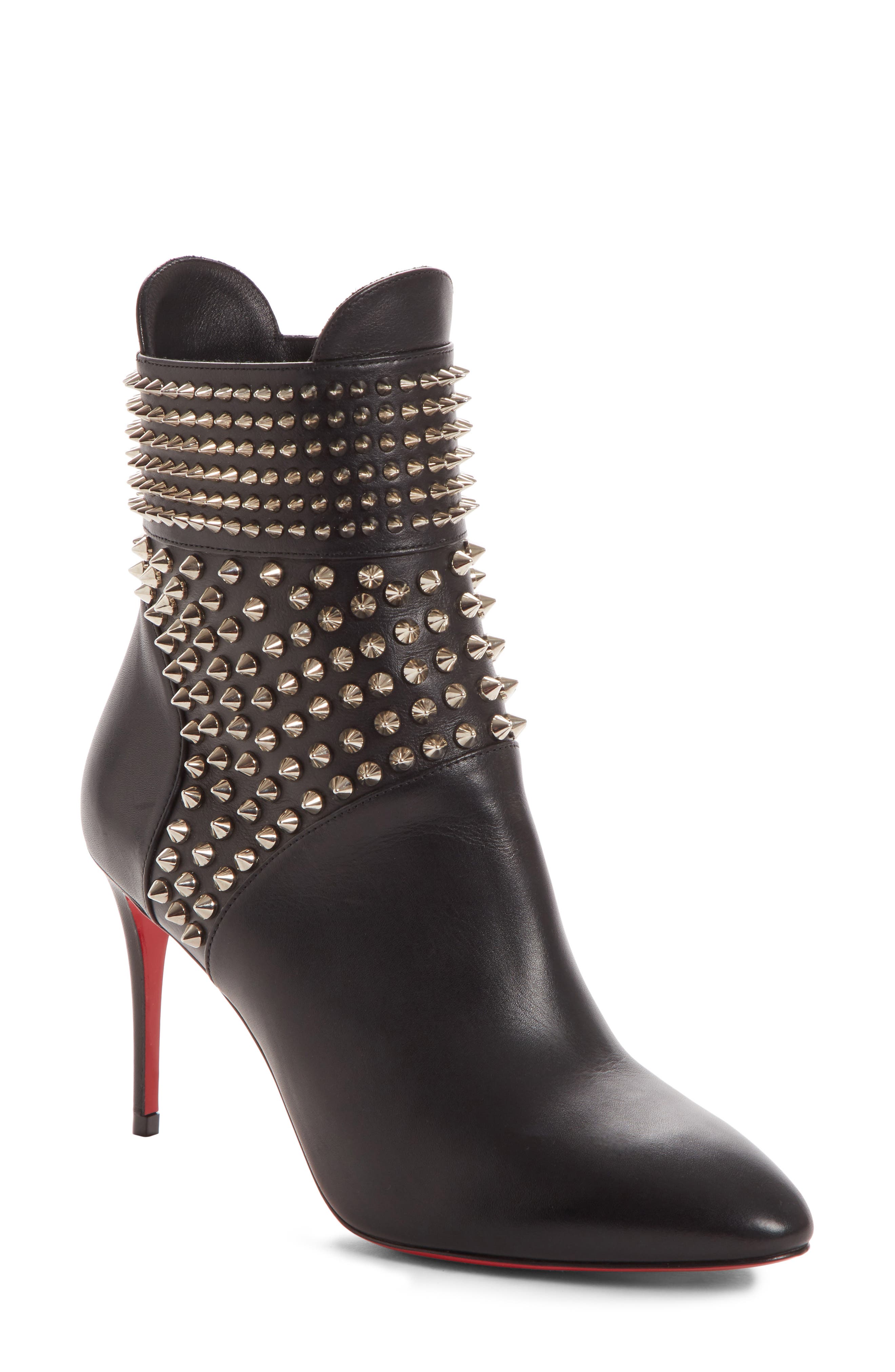Christian Louboutin Hongroise Spiked Pointy Toe Bootie - Black