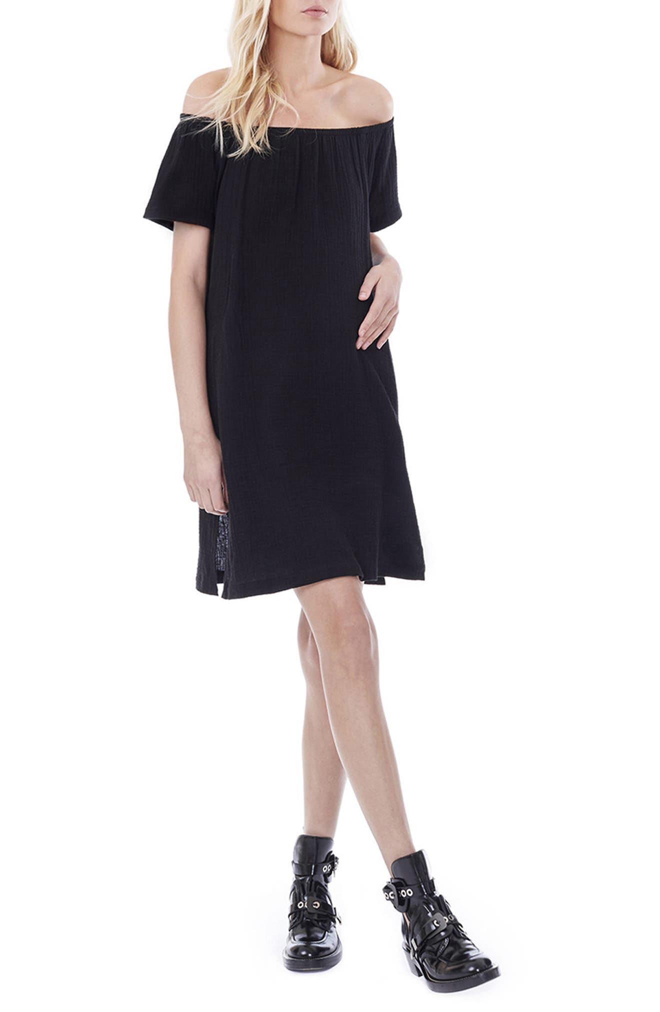 Loyal Hana Ariel Off The Shoulder Maternity/nursing Dress, Black