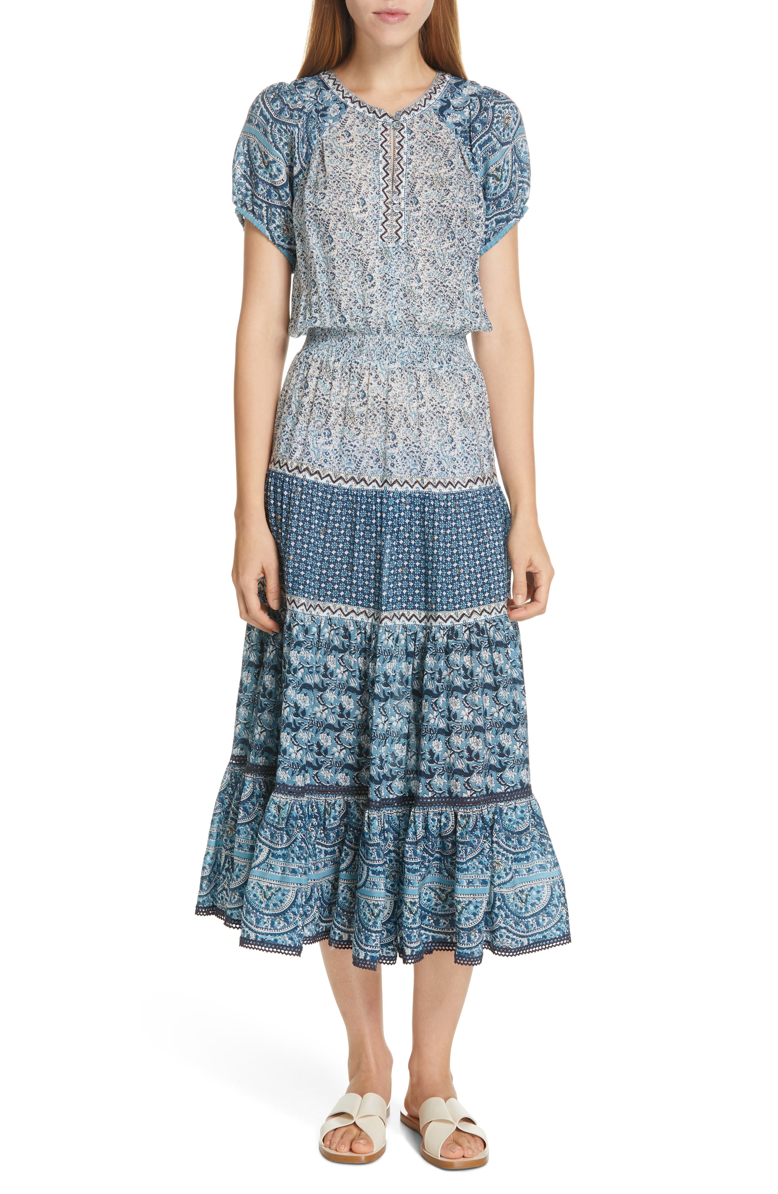 Sea Bella Ruffle Hem Midi Dress, Blue