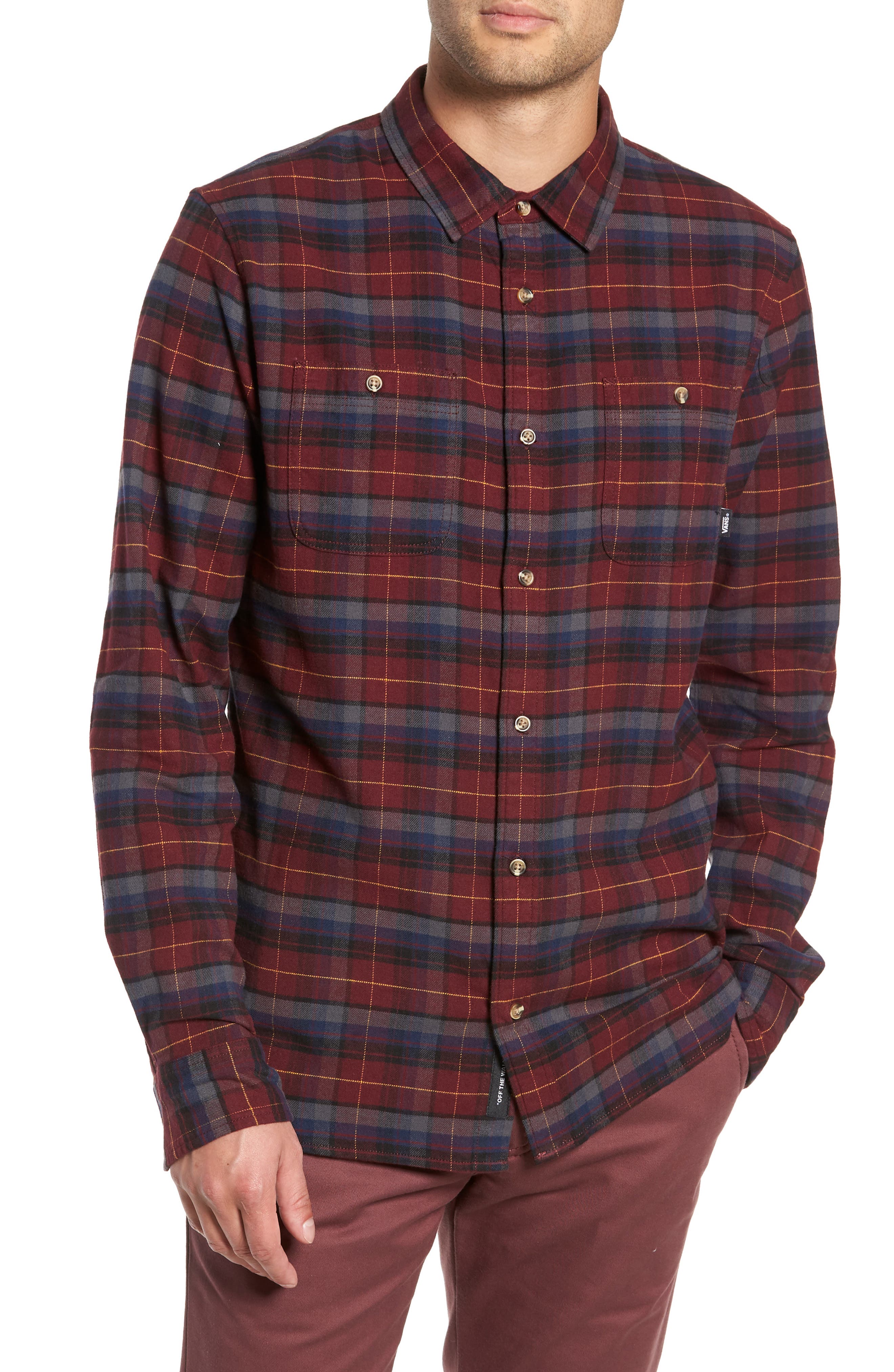 Vans Banfield Iii Plaid Flannel Shirt, Burgundy