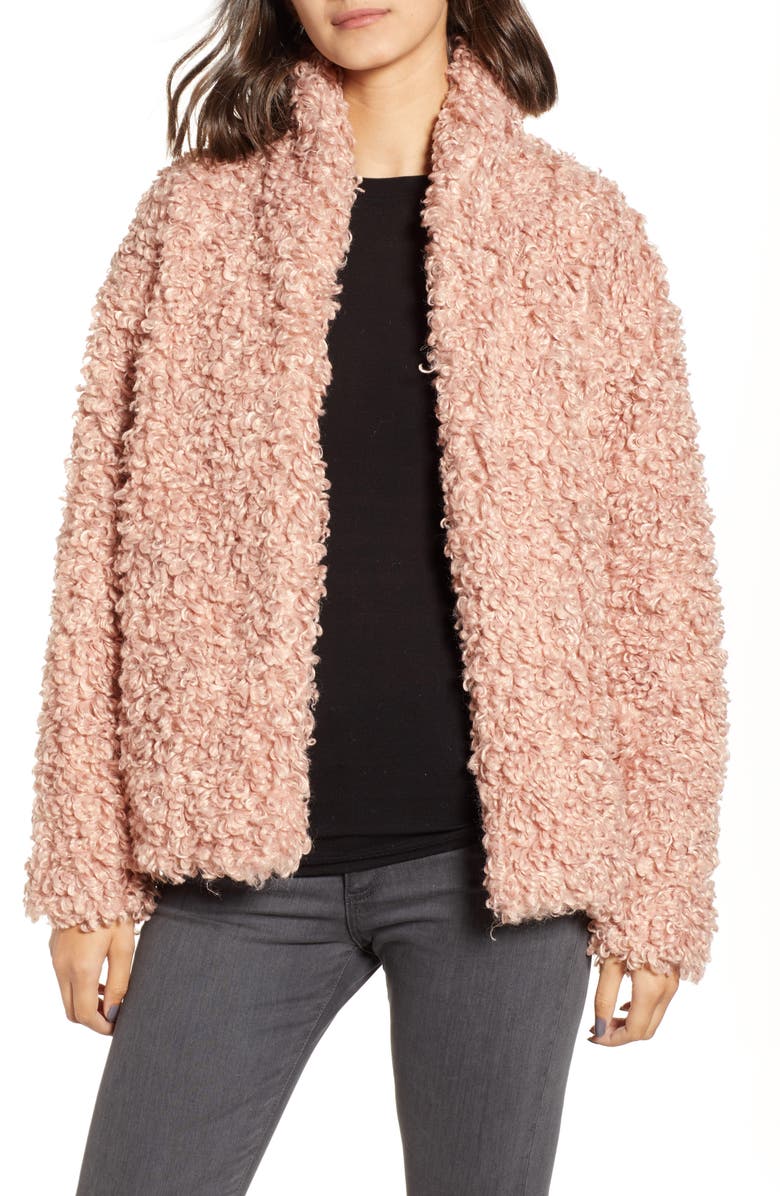 CHELSEA28 Faux Fur Coat, Main, color, PINK ROSECLOUD