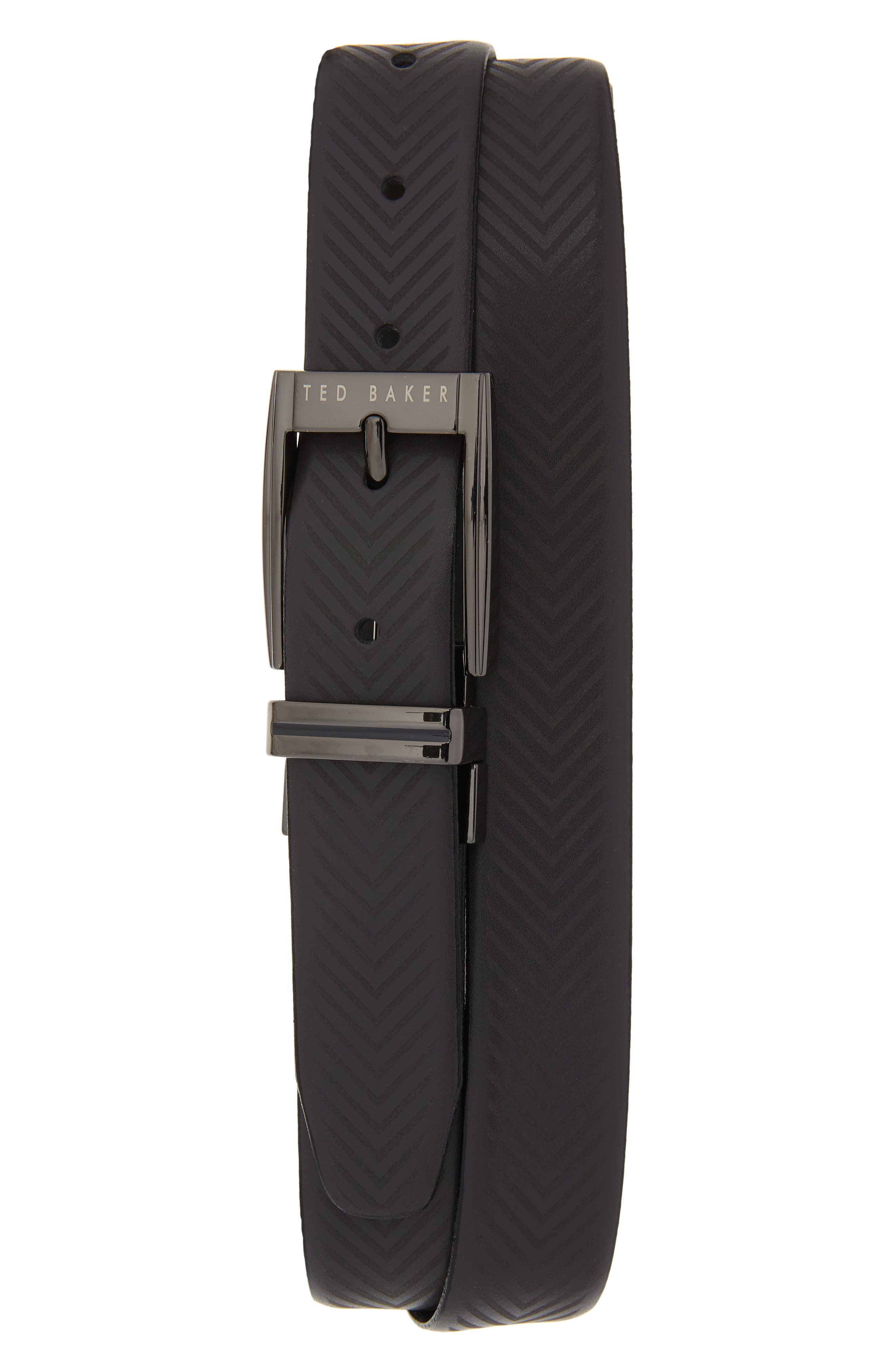 Ted Baker London Herringbone Reversible Belt, Navy