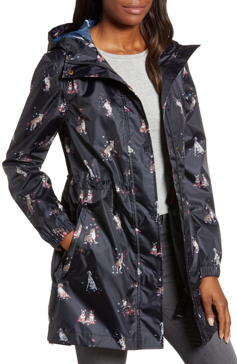 Right as Rain Packable Print Hooded Raincoat, Main, color, 410