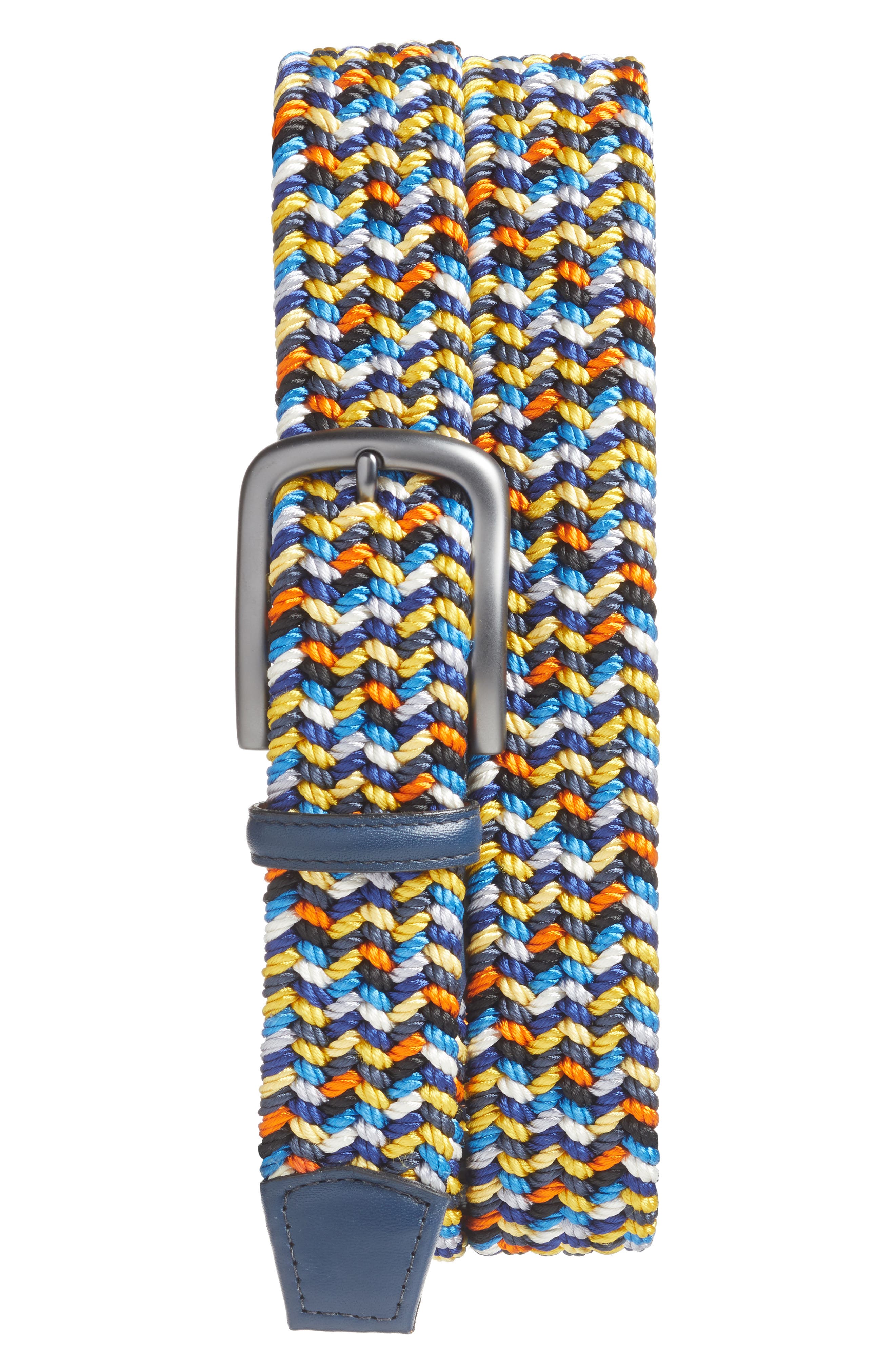 Torino Belts Woven Belt, Navy Multicolor