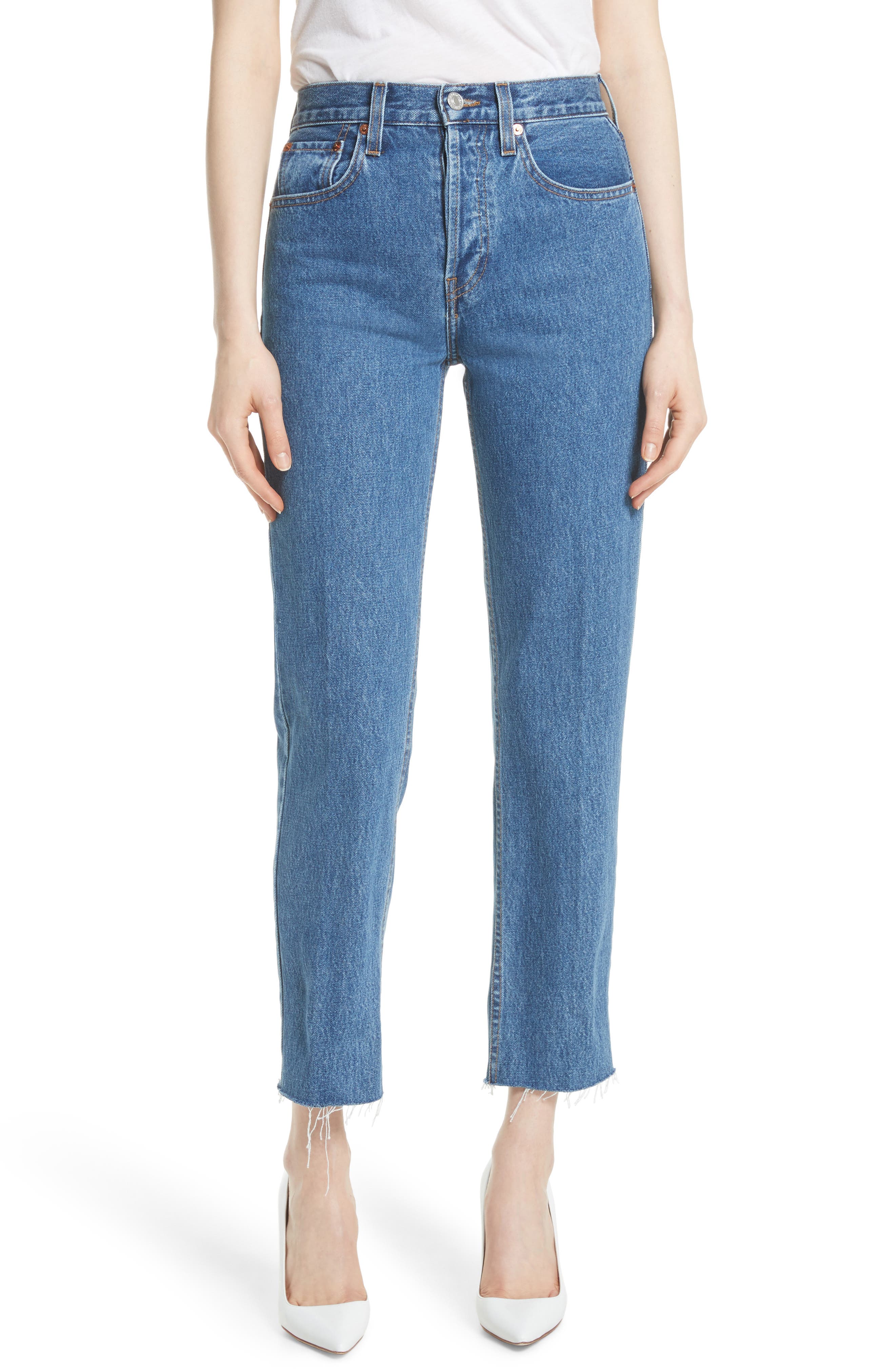 Re/Done High Waist Stove Pipe Jeans (Med Vain) Nordstrom