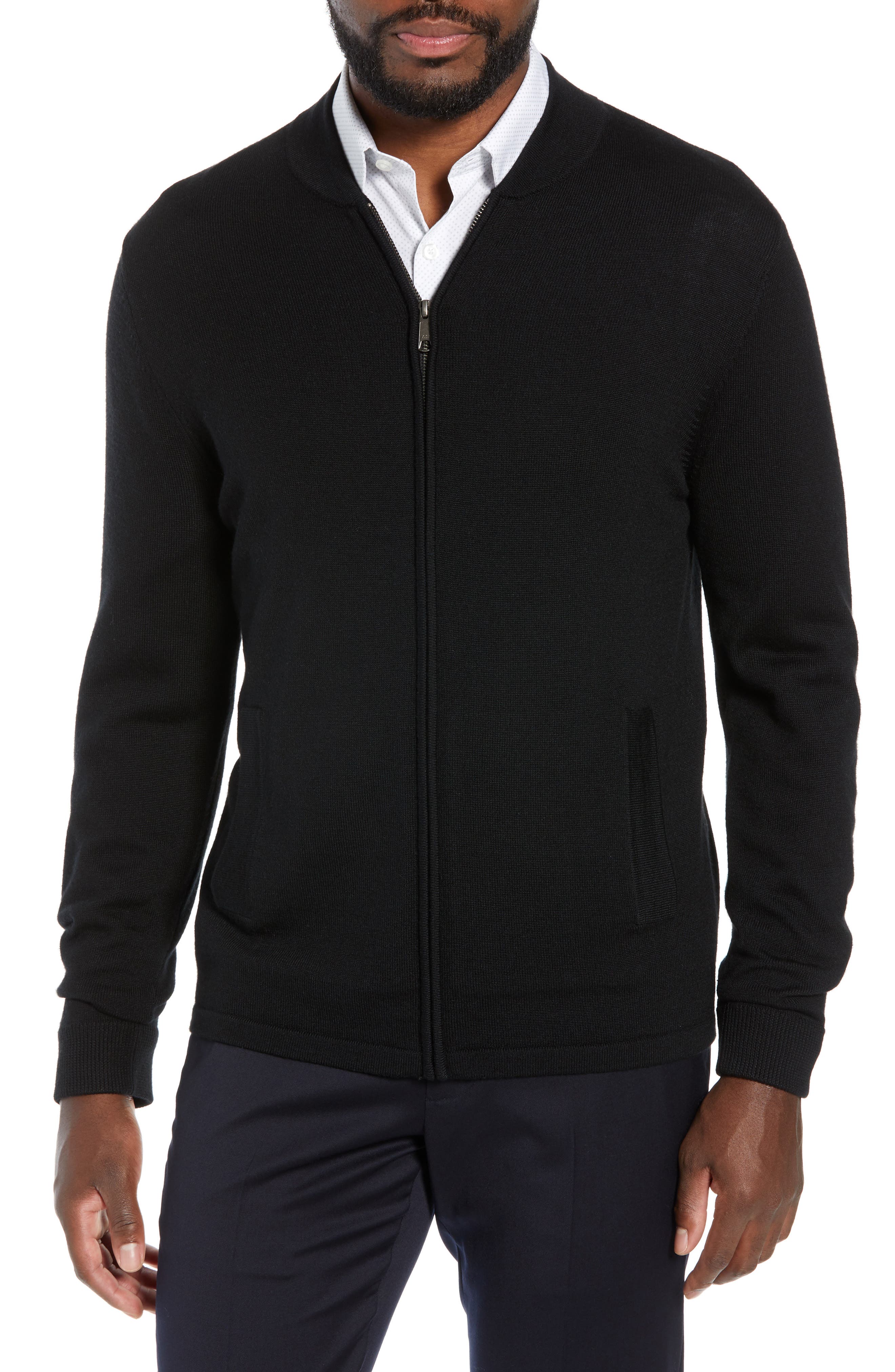 Nordstrom Signature Merino Wool Blend Zip Cardigan