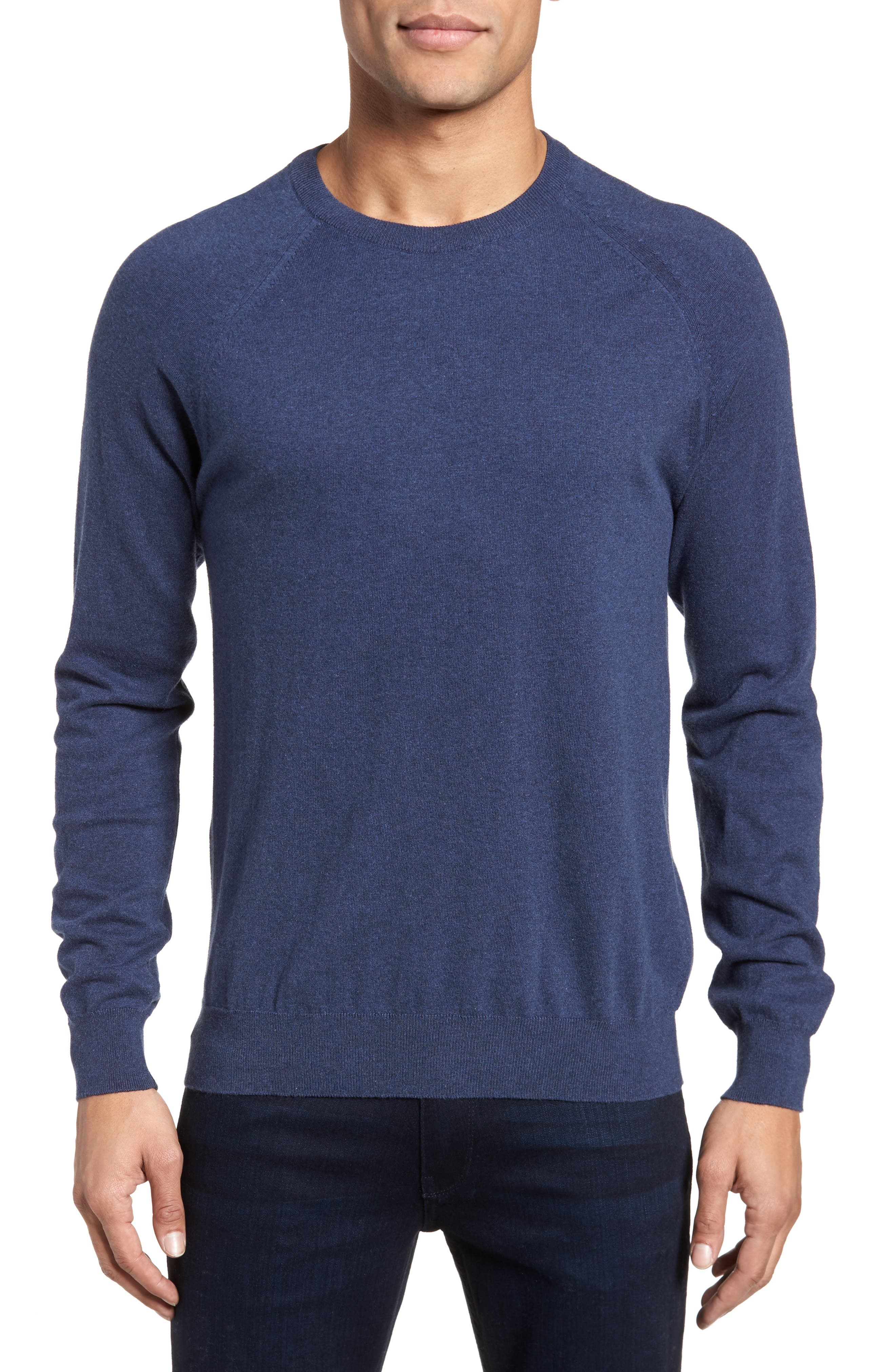 French Connection Regular Fit Stretch Cotton Sweater, Blue
