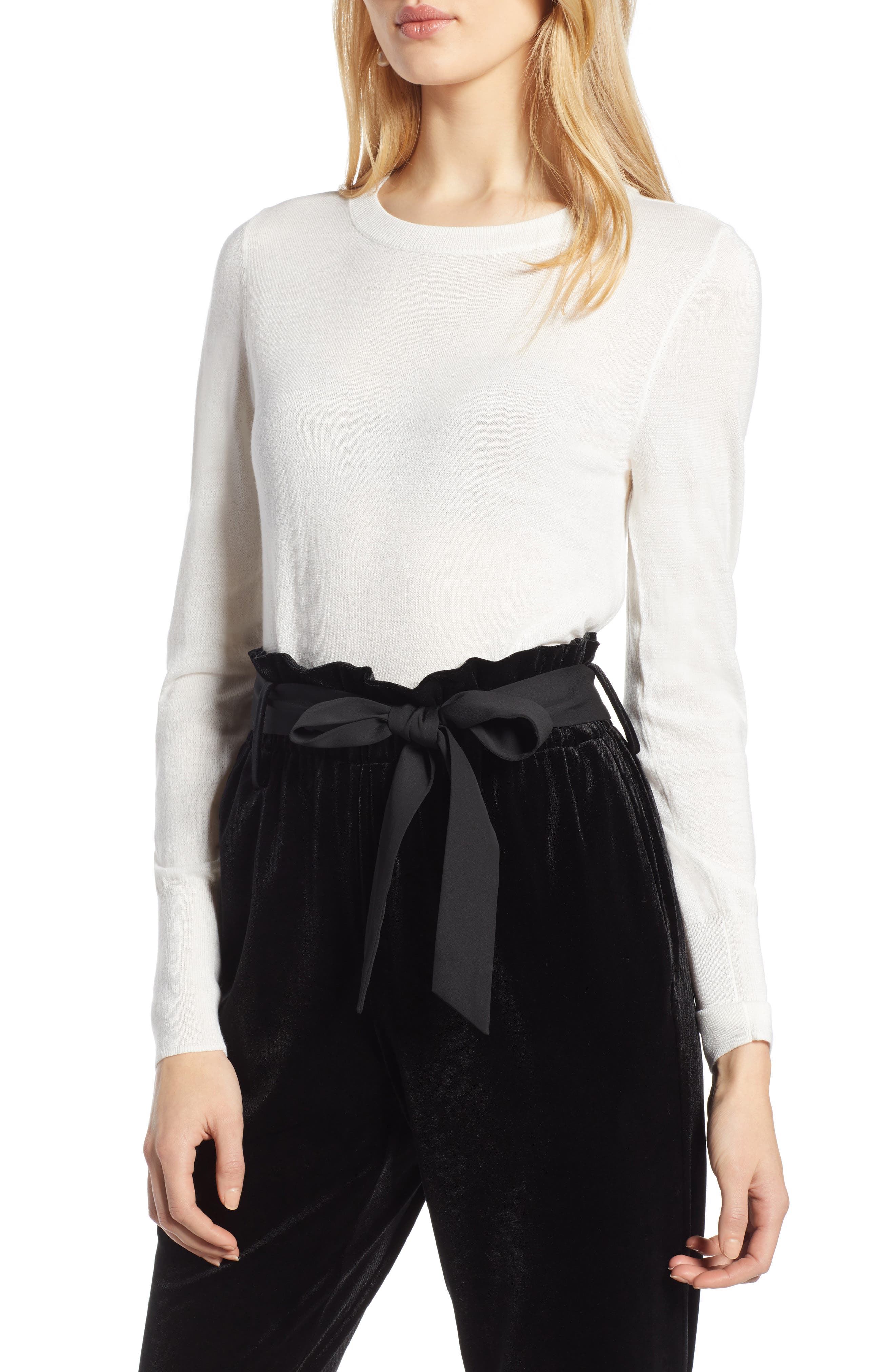Halogen Merino Wool Blend Sweater, Ivory