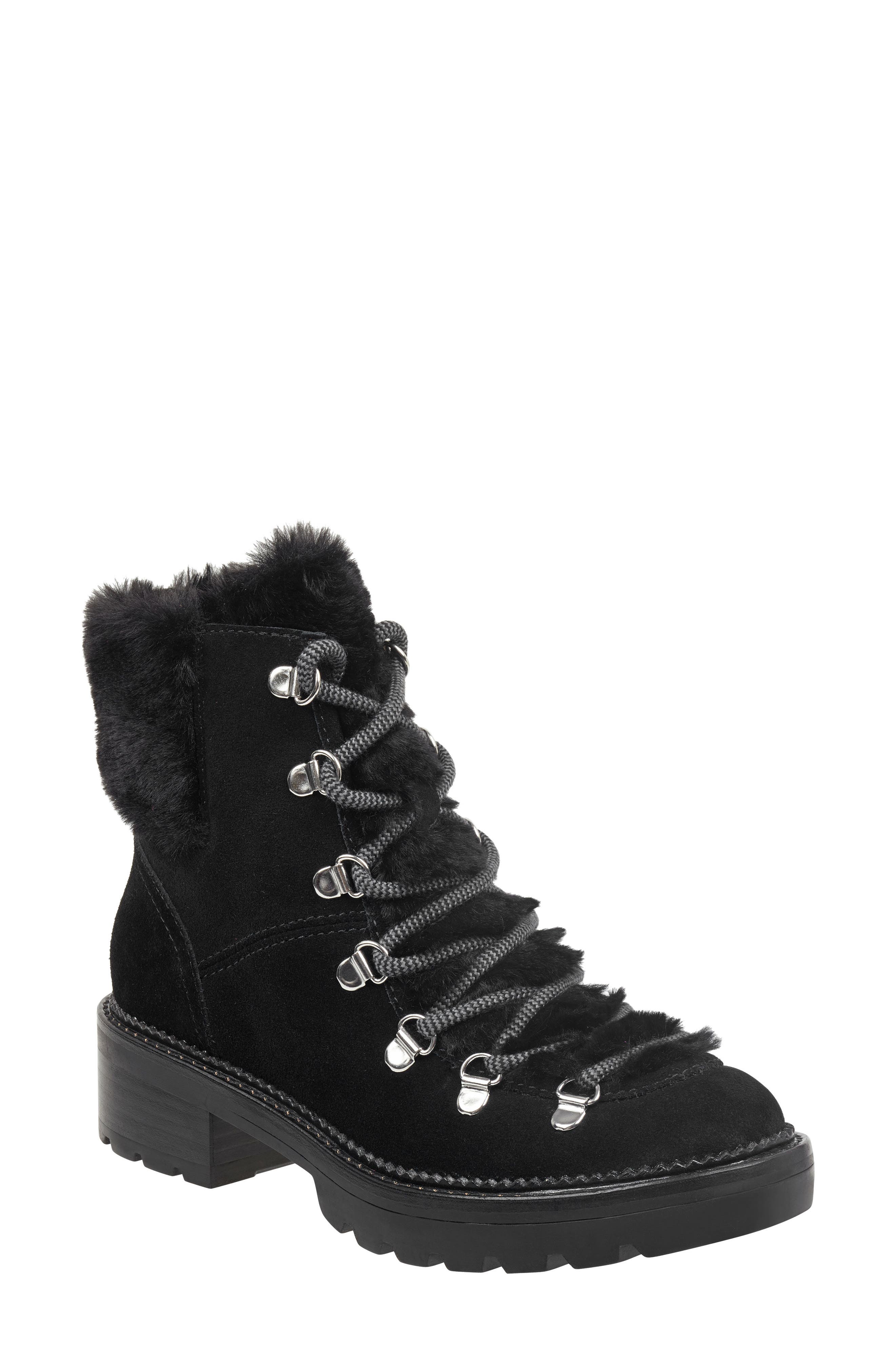 Marc Fisher Ltd Capell Genuine Shearling Cuff Lace-Up Boot