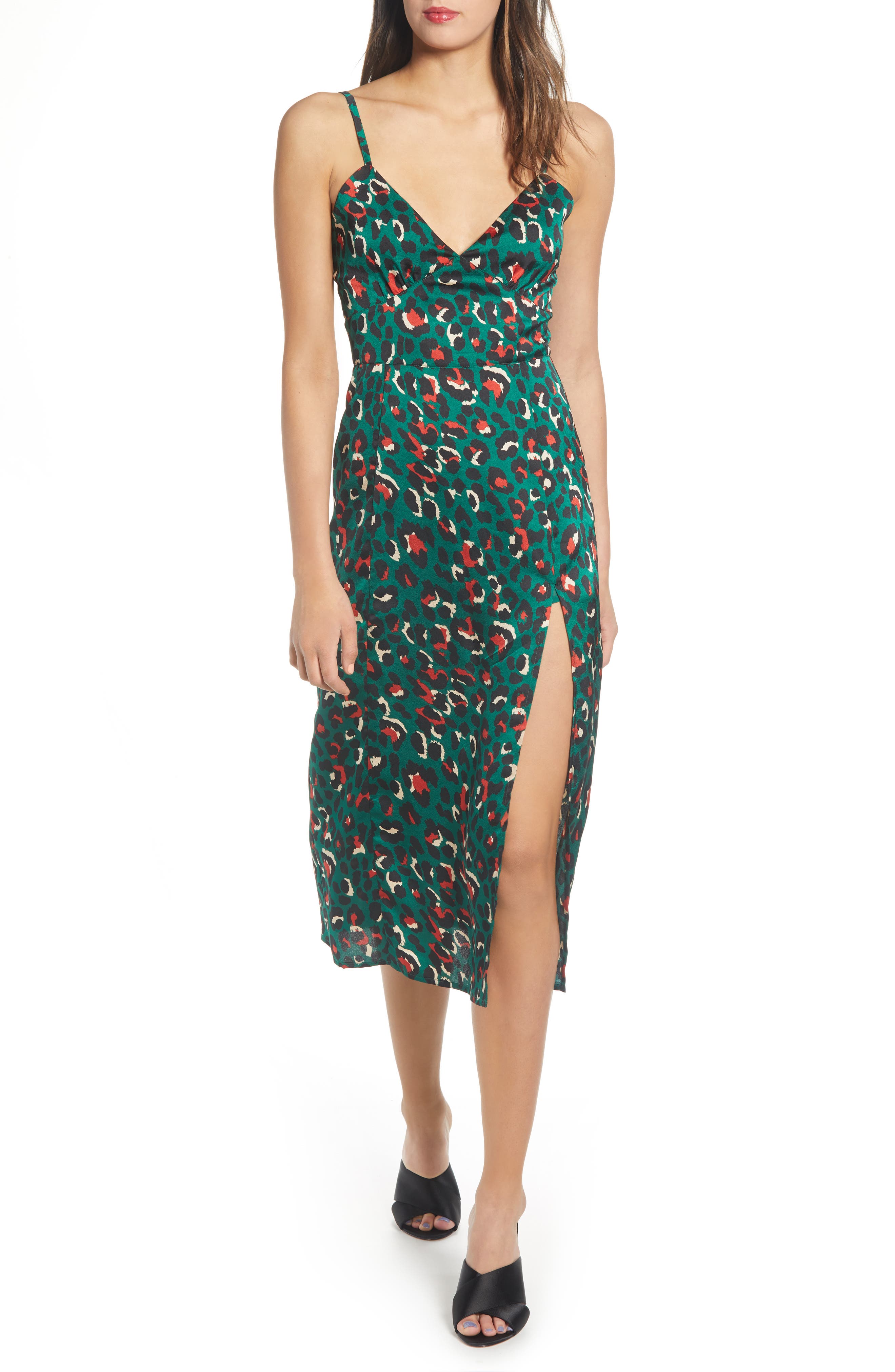 Leith Print Slipdress, Blue/green