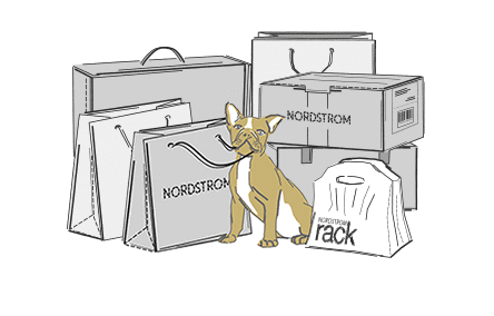 Stack of Nordstrom boxes and bags.