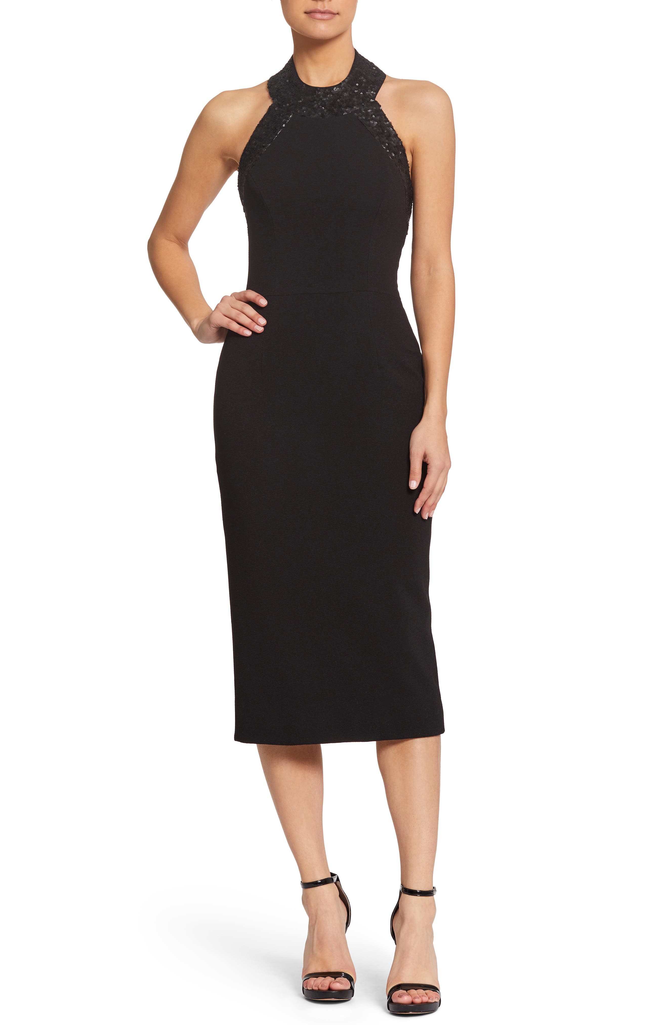 Dress The Population Cleo Halter Dress, Black