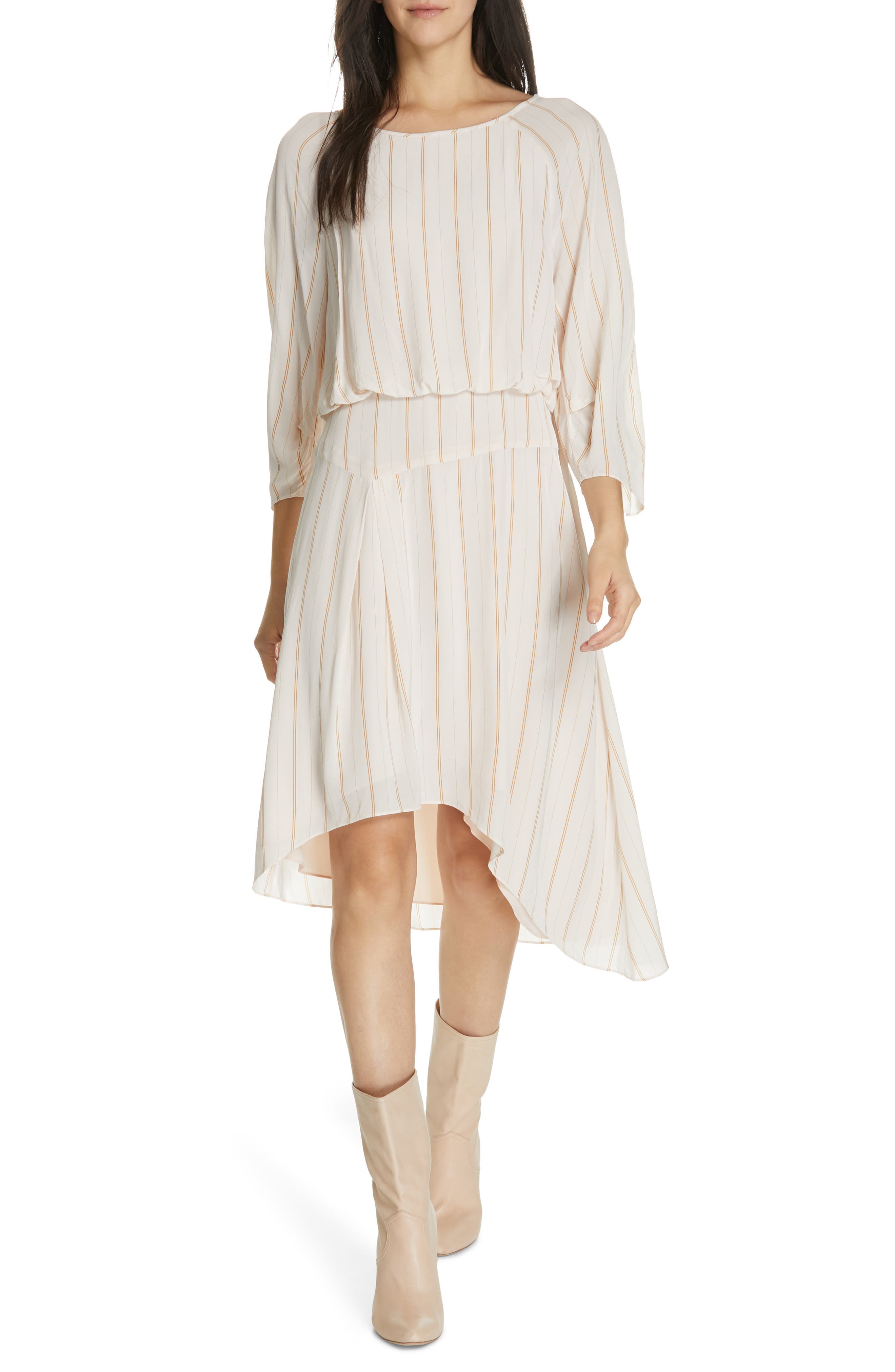 Joie Gabisa Stripe Blouson Dress, Ivory