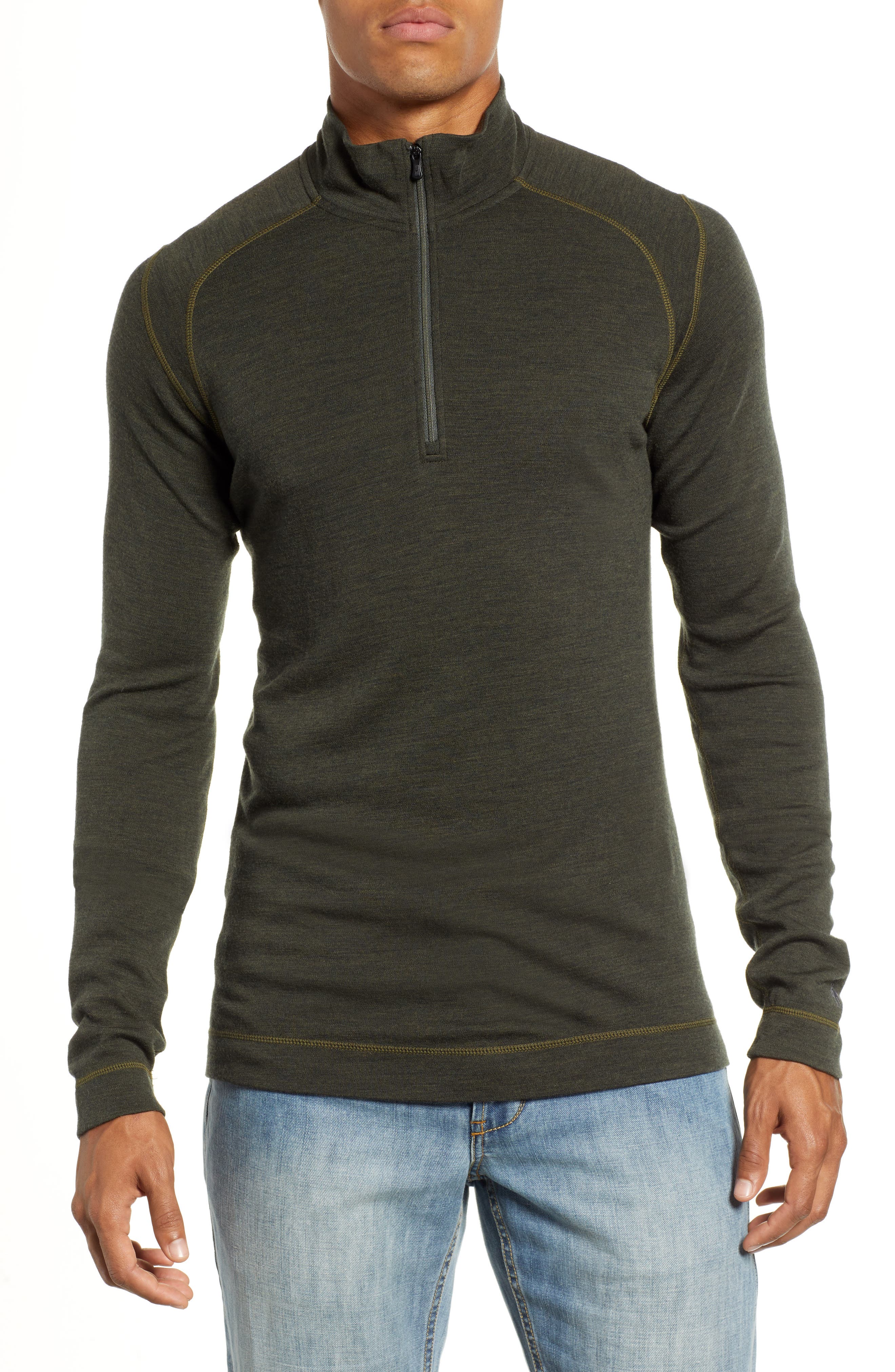 Smartwool Merino 250 Base Layer Quarter Zip Pullover, Green