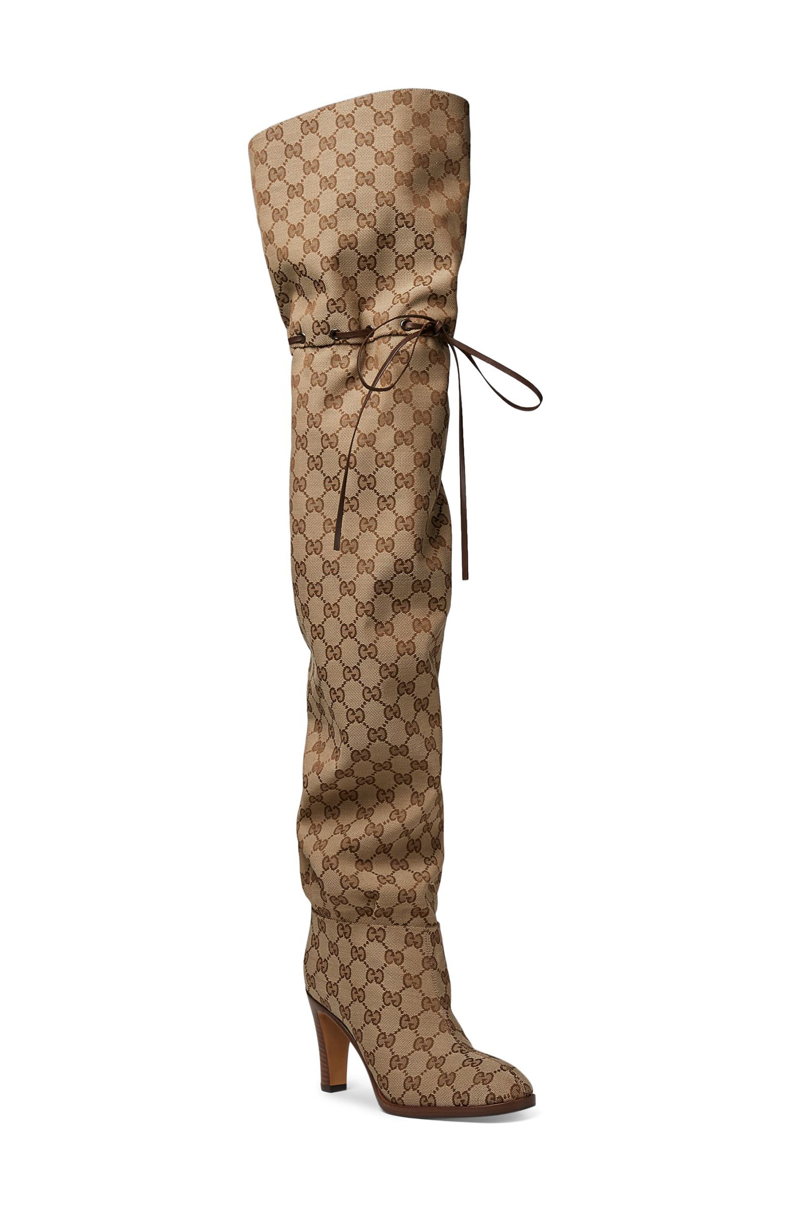 Gucci Original Gg Canvas Over The Knee Boot, Beige