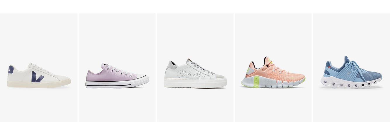 Women's sneakers from Veja, Converse, P448, Nike and On.