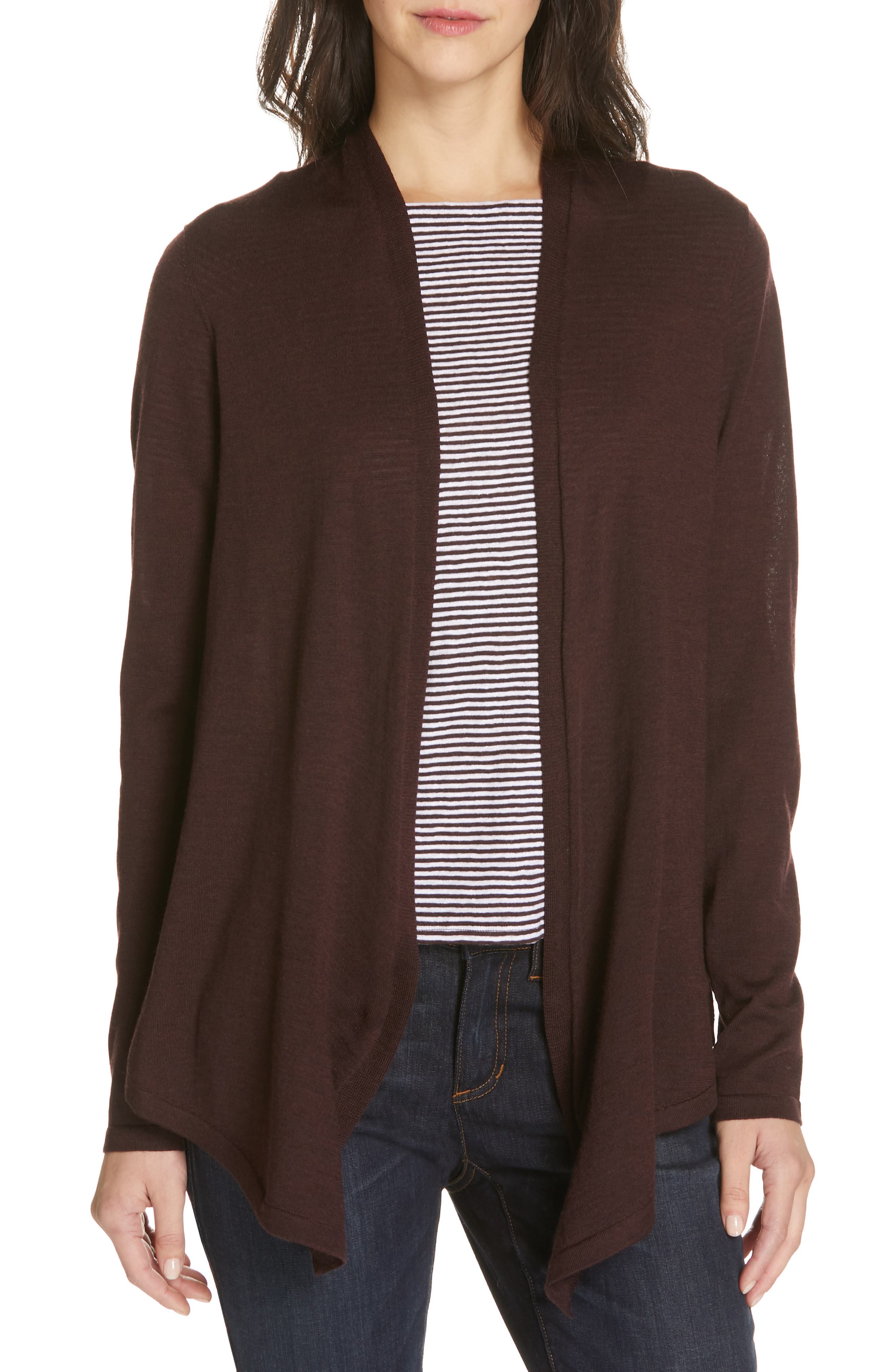 Petite Eileen Fisher Merino Wool Straight Cardigan, Purple