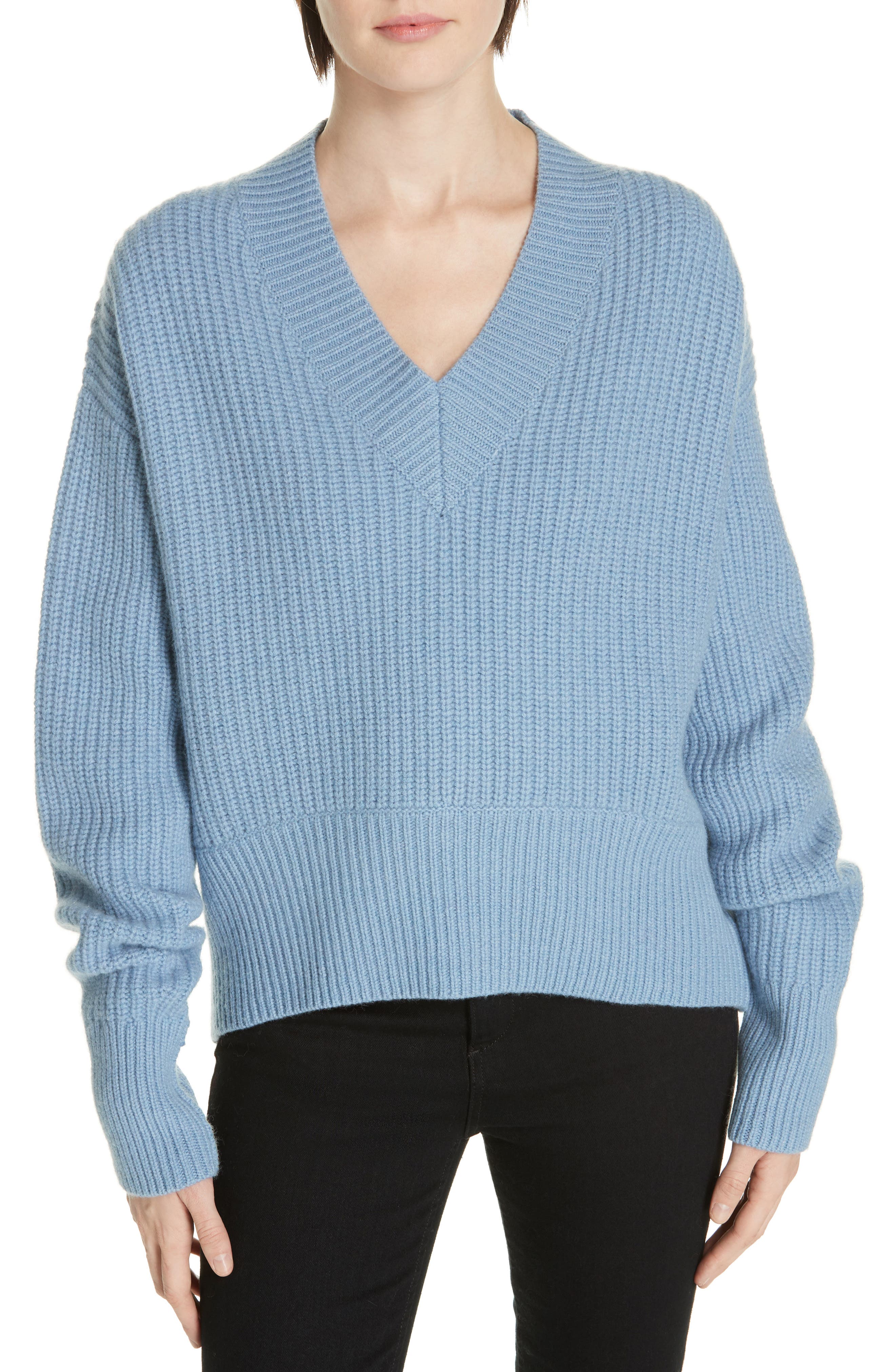 Lewit V-Neck Wool & Cashmere Sweater, Blue