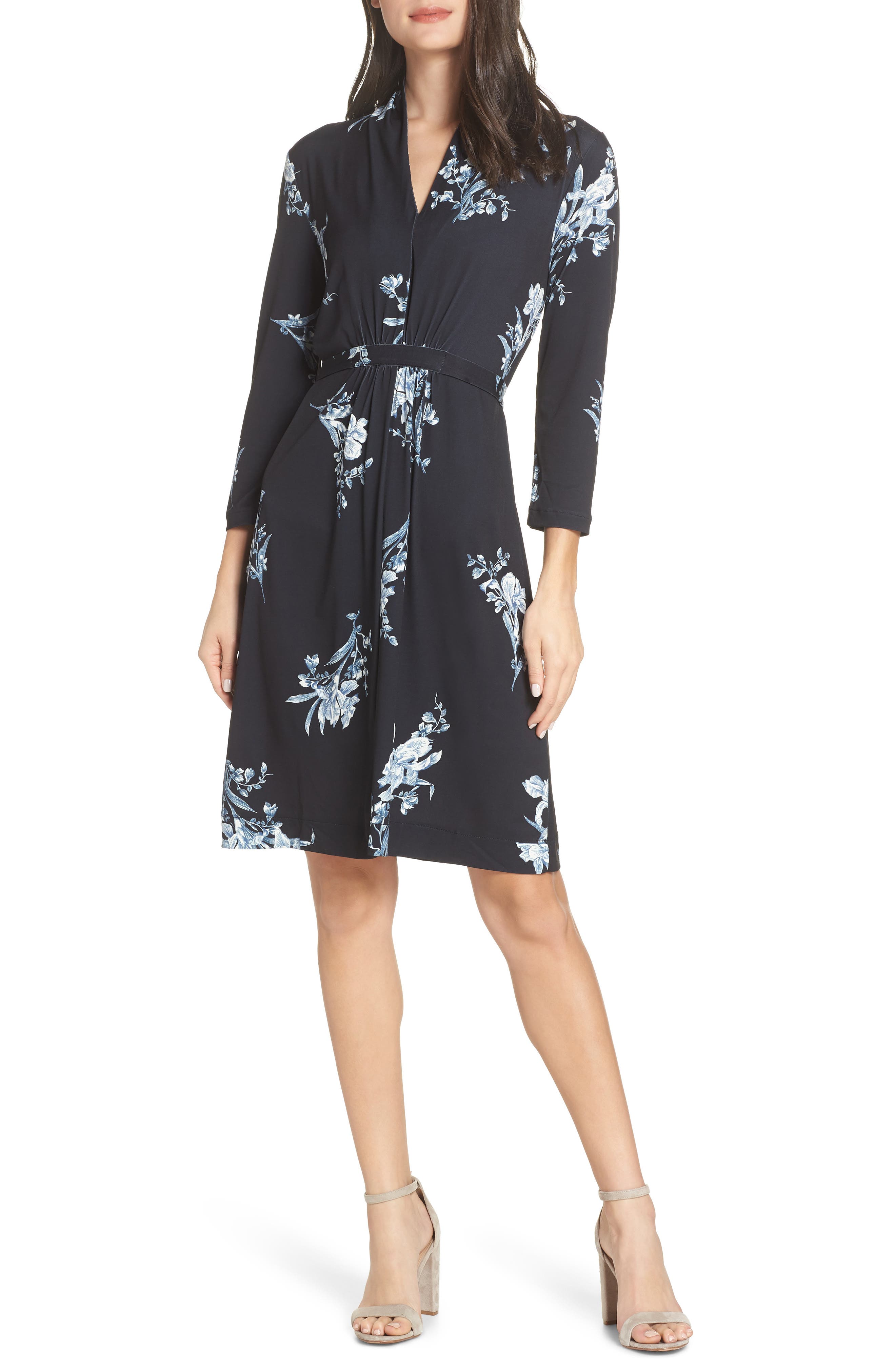French Connection Laila Floral Print Dress, Black