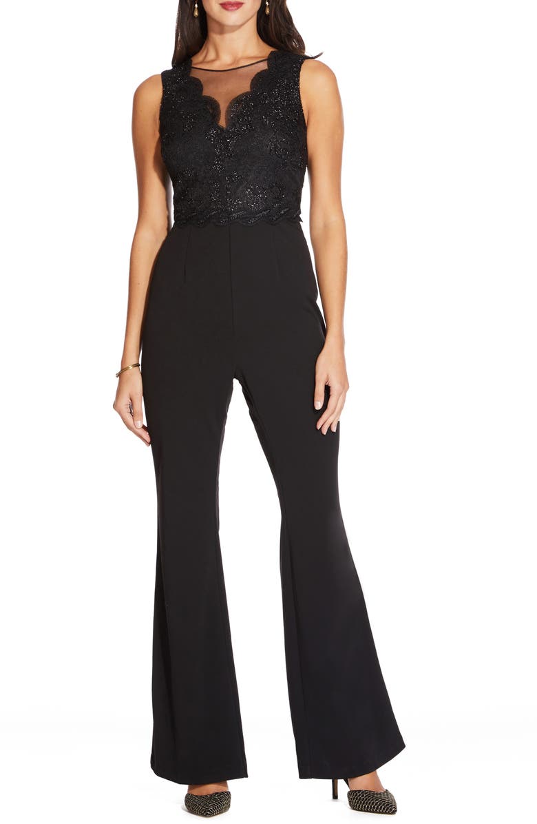 Adrianna Papell Lace Bodice Bell Bottom Jumpsuit | Nordstrom
