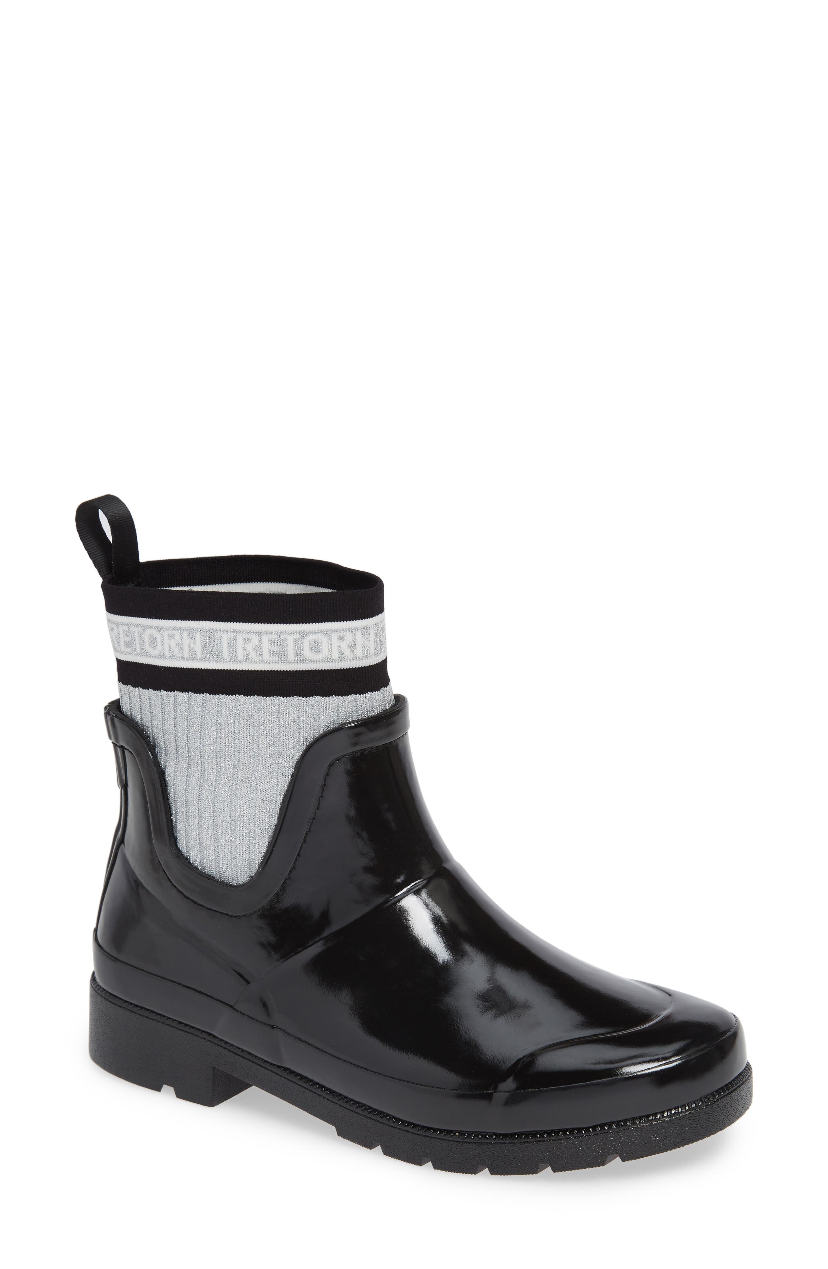 UPC 192315572539 product image for Women's Tretorn Lia Sock Rain Boot, Size 7 M - Black | upcitemdb.com