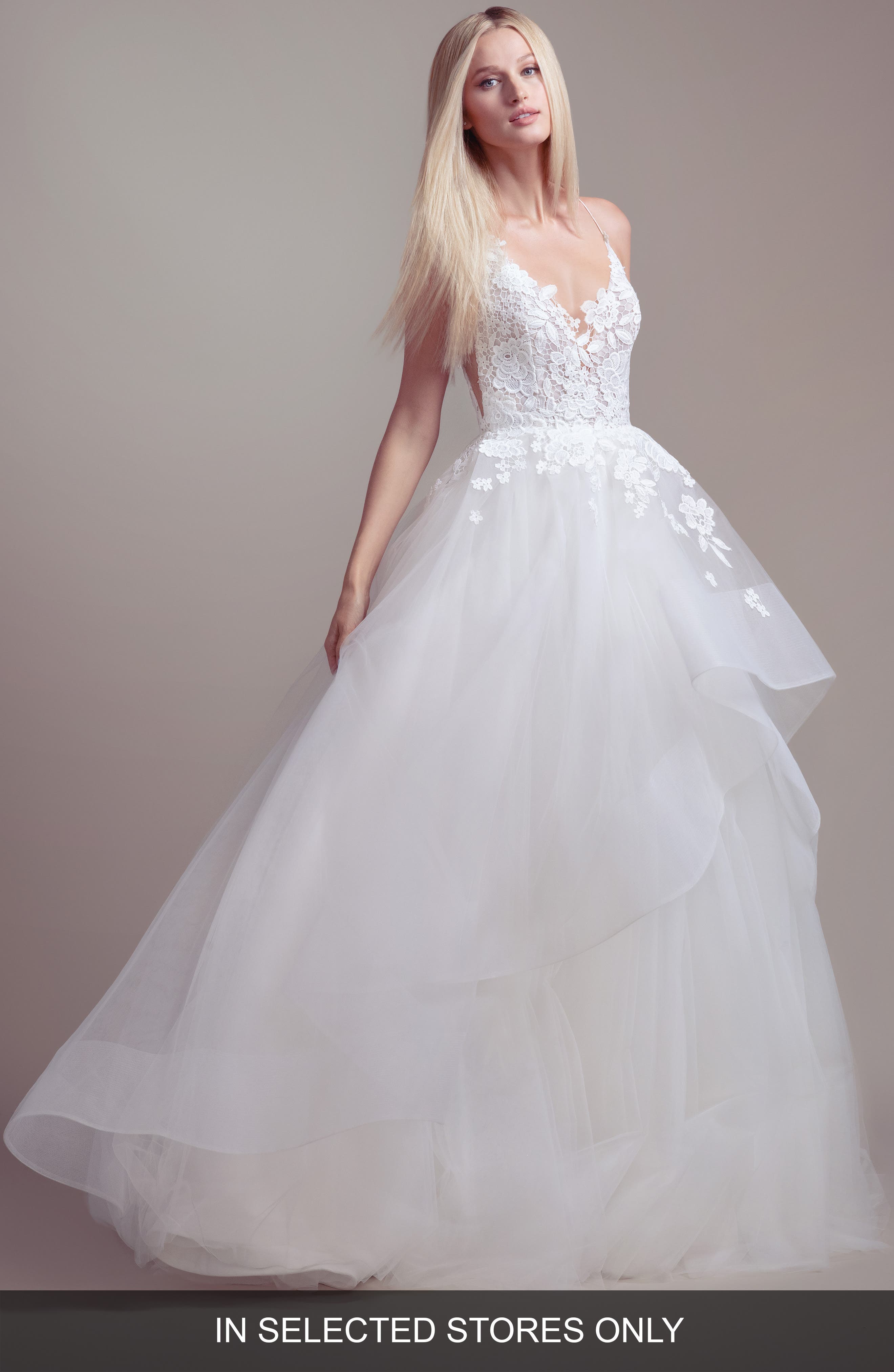 Blush By Hayley Paige Clover Lace & Tulle Wedding Dress, Size IN STORE ONLY - Ivory