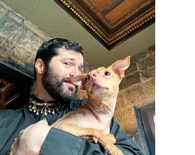 Gherardo Felloni with Tuna the dog.